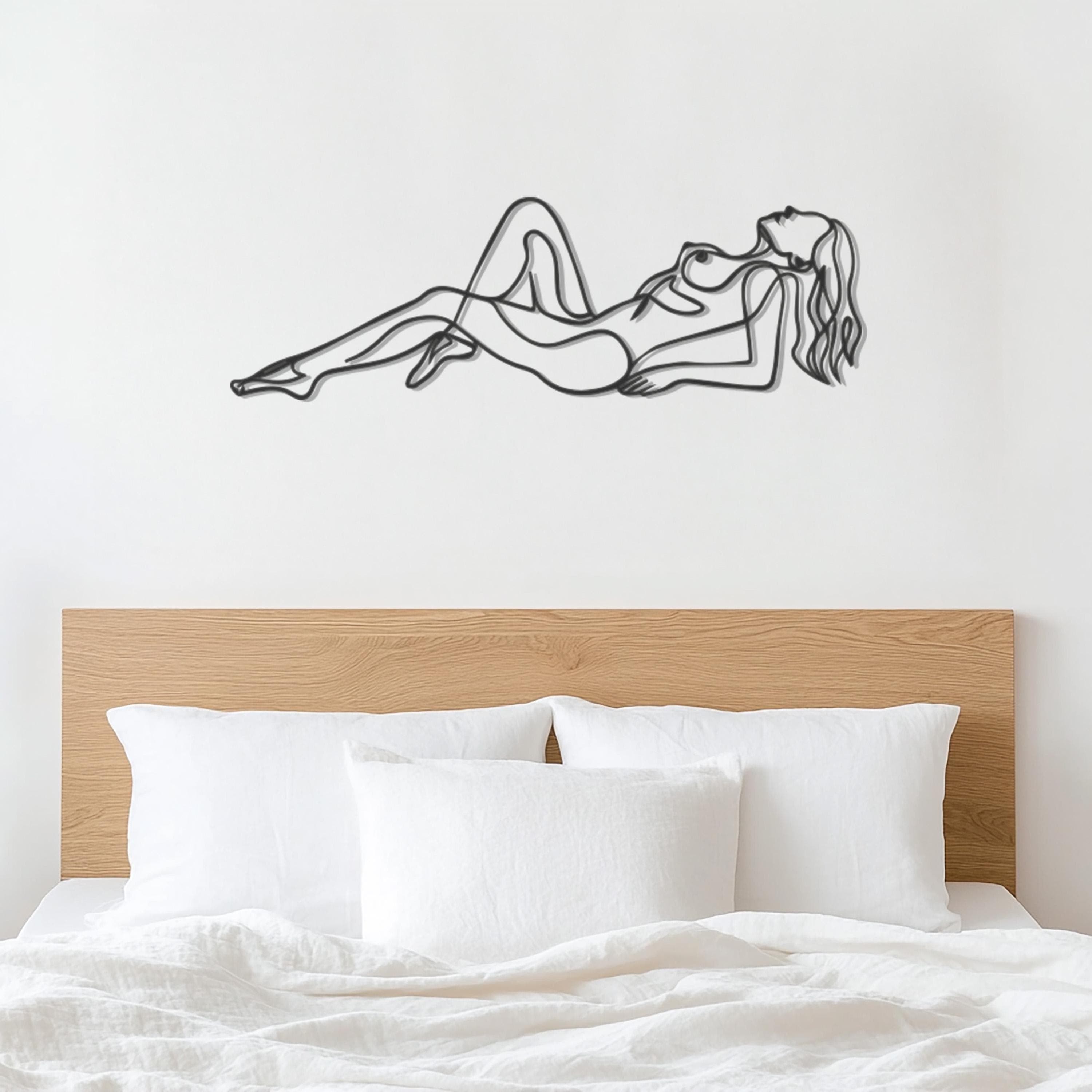 Woman Line Art Metal Wall Decor, Modern Body Figure Sculpture, Relaxed Female Silhouette, Minimalist Bedroom Room Decor, Gift for Her - image 5