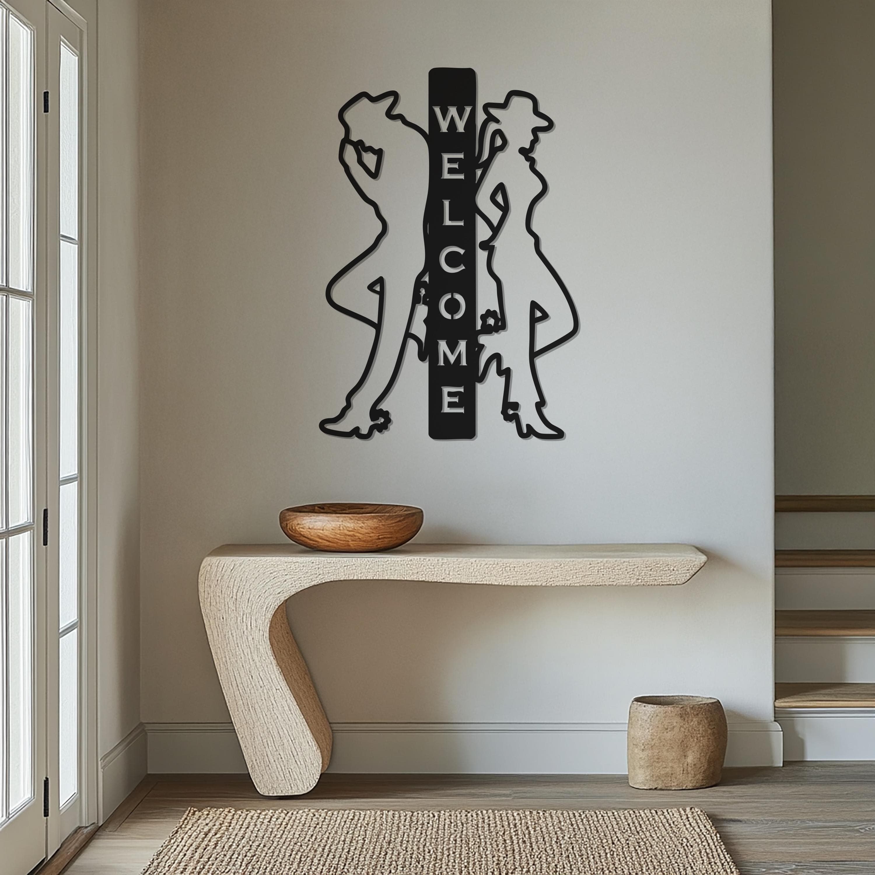 Metal Cowboy Welcome Sign, Rustic Entryway Wall Art, Western Porch Decor, Farmhouse Cowboy Silhouette, Wall Home Decor, Gift for Home