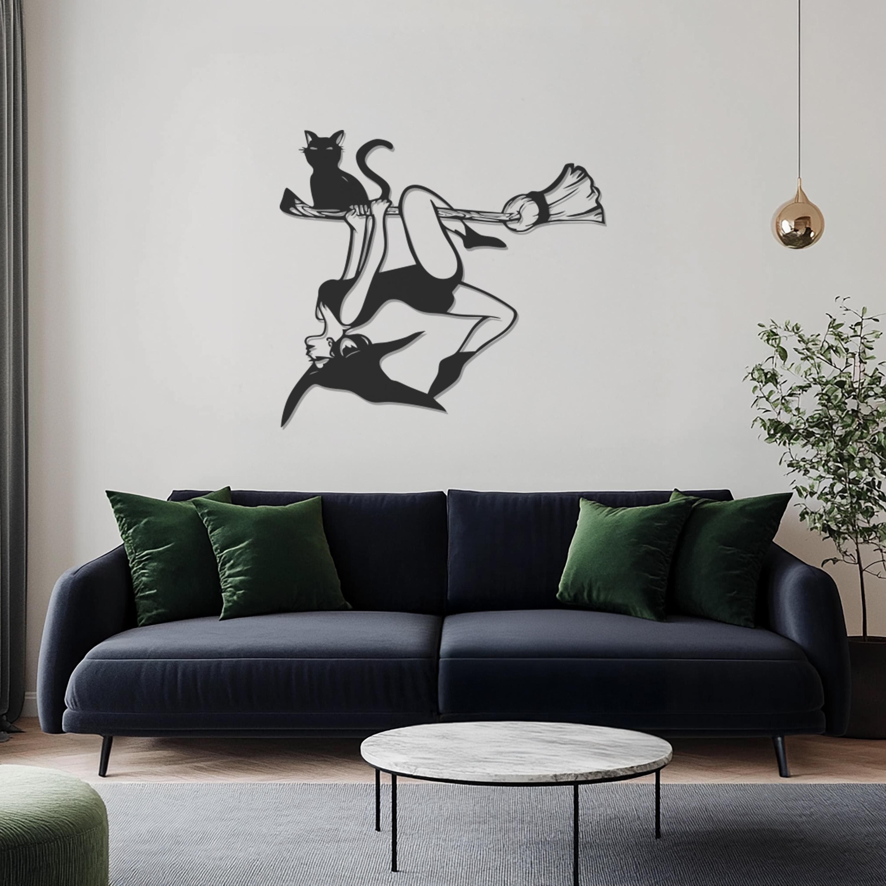 Witch On Broomstick Metal Wall Art, Halloween Home Decor, Flying Witch And Cat Silhouette, Metal Wall Art, Wall Hangings, Witch Gift For Her - image 3