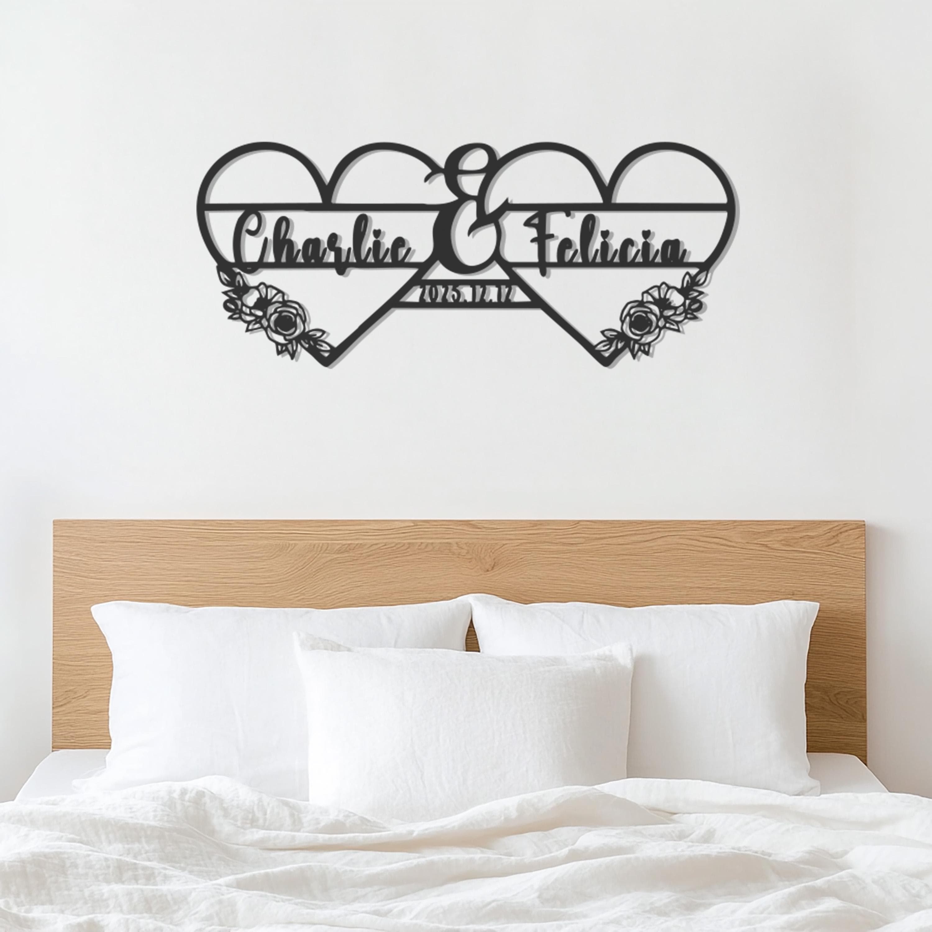 Personalized Metal Wall Art, Custom Couples Name And Date Sign, Romantic Home Decor, Wedding Gift, Anniversary Gift, Unique Wall Art