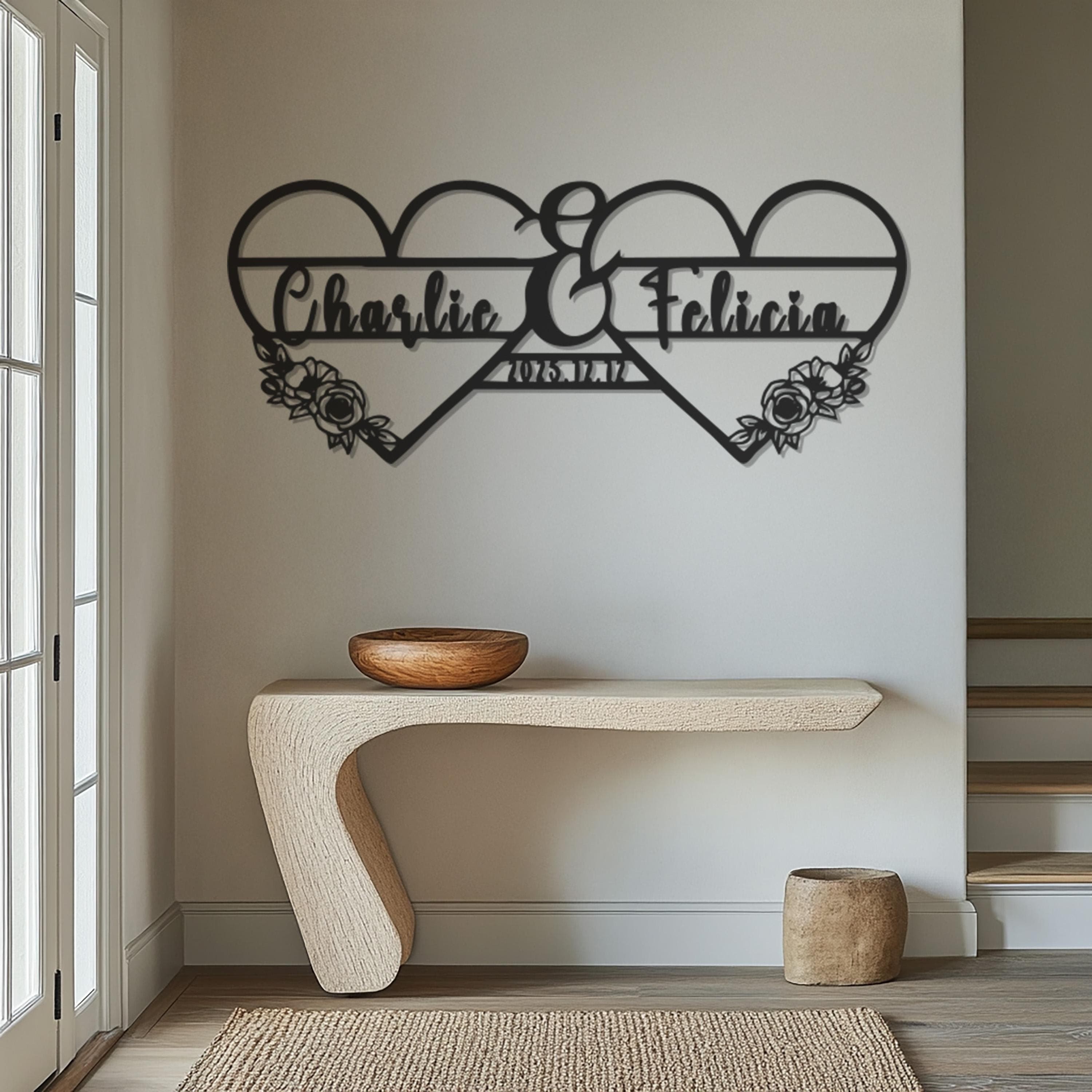 Personalized Metal Wall Art, Custom Couples Name And Date Sign, Romantic Home Decor, Wedding Gift, Anniversary Gift, Unique Wall Art - image 3