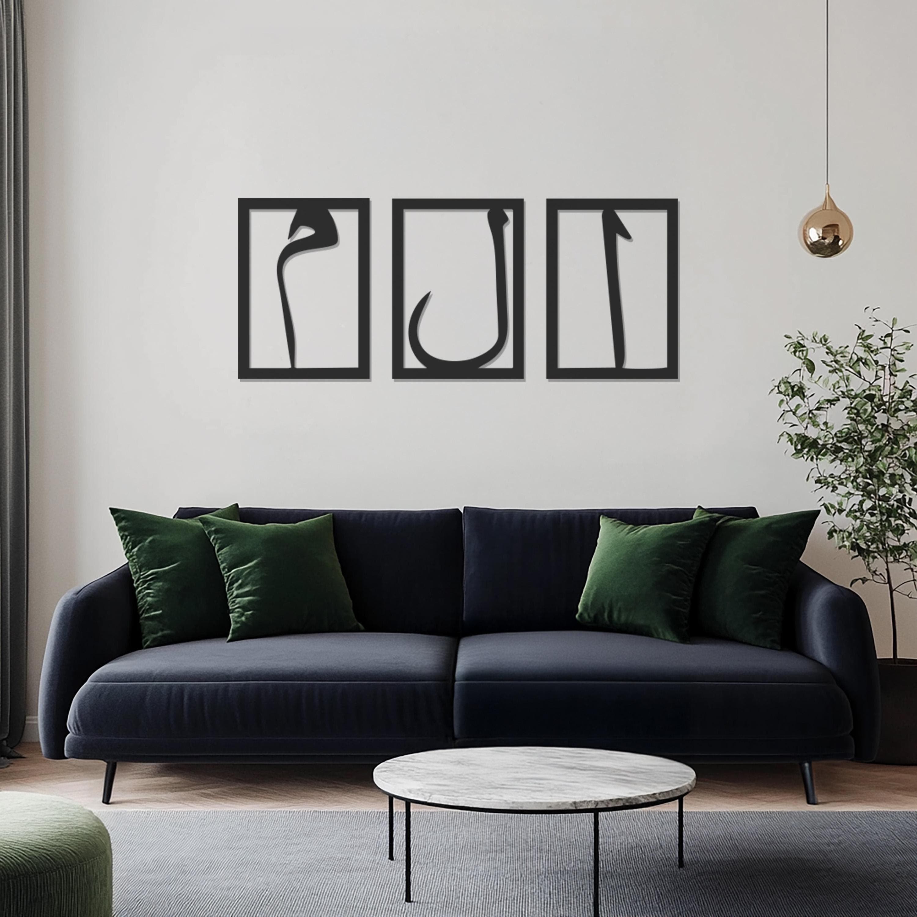 Set of 3 Elif Lam Mim Metal Wall Art, Large Islamic Decor, Modern Arabic Wall Hanging, Muslim Home Decor, Ramadan Gift, Islamic Calligraphy - image 3
