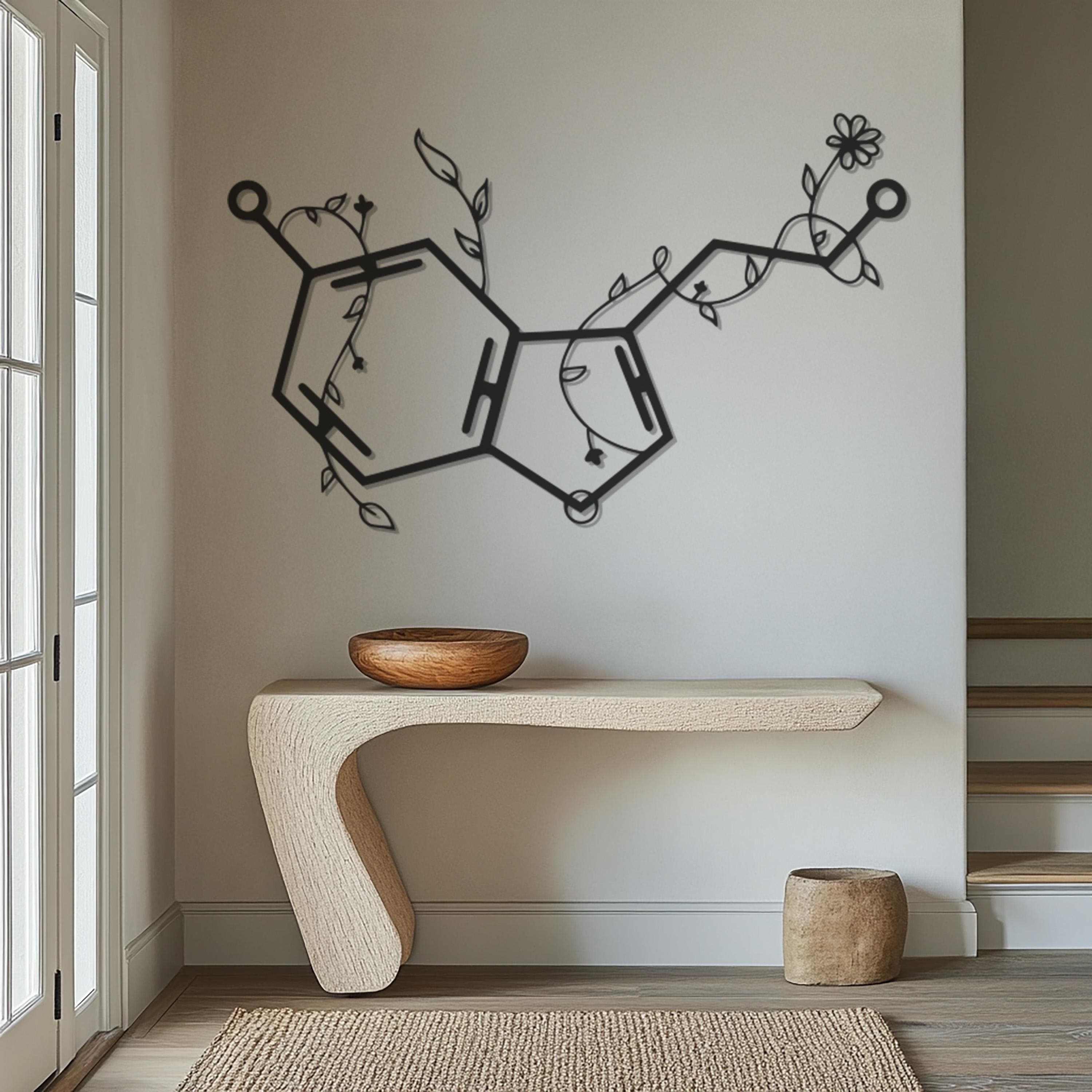 Molecule Metal Wall Art, Serotonin Molecule Metal Wall Art, Metal Wall Decor, Science Gift, Botanical Wall Art, Home Decor, Gift for Her