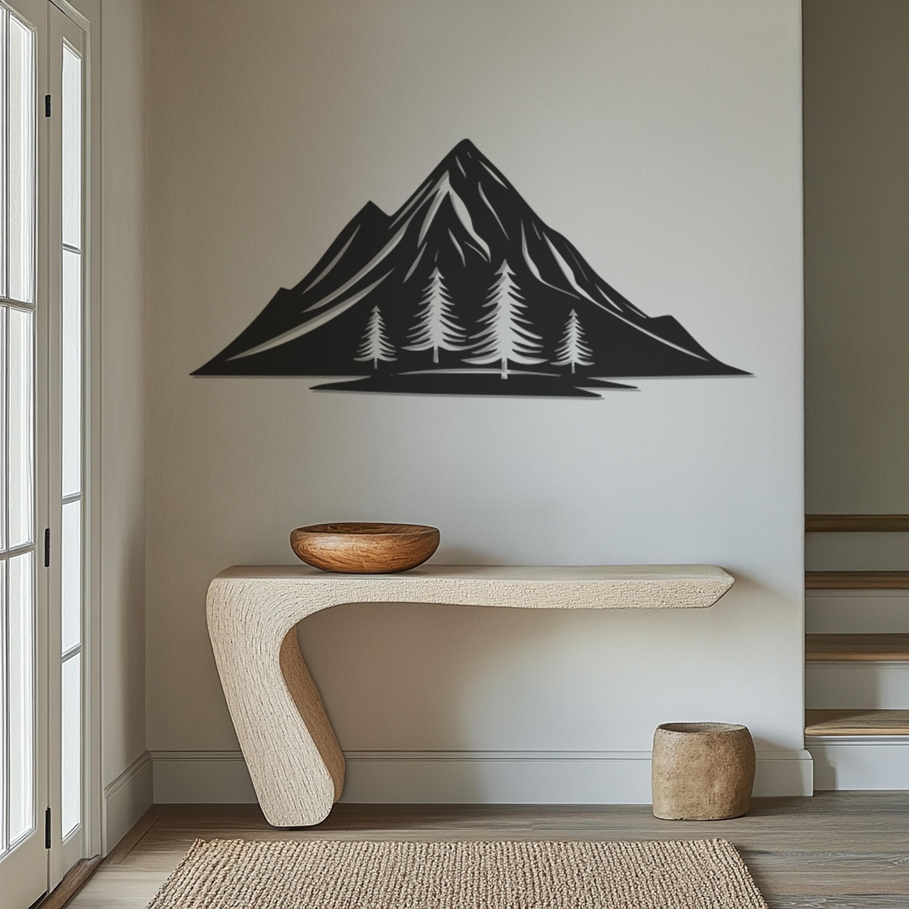 Mountain Wall Art, Metal Mountain Decor, Nature Wall Art, Forest Wall Hanging, Rustic Home Decor, Wall Art Decor, Gift For Nature Lover