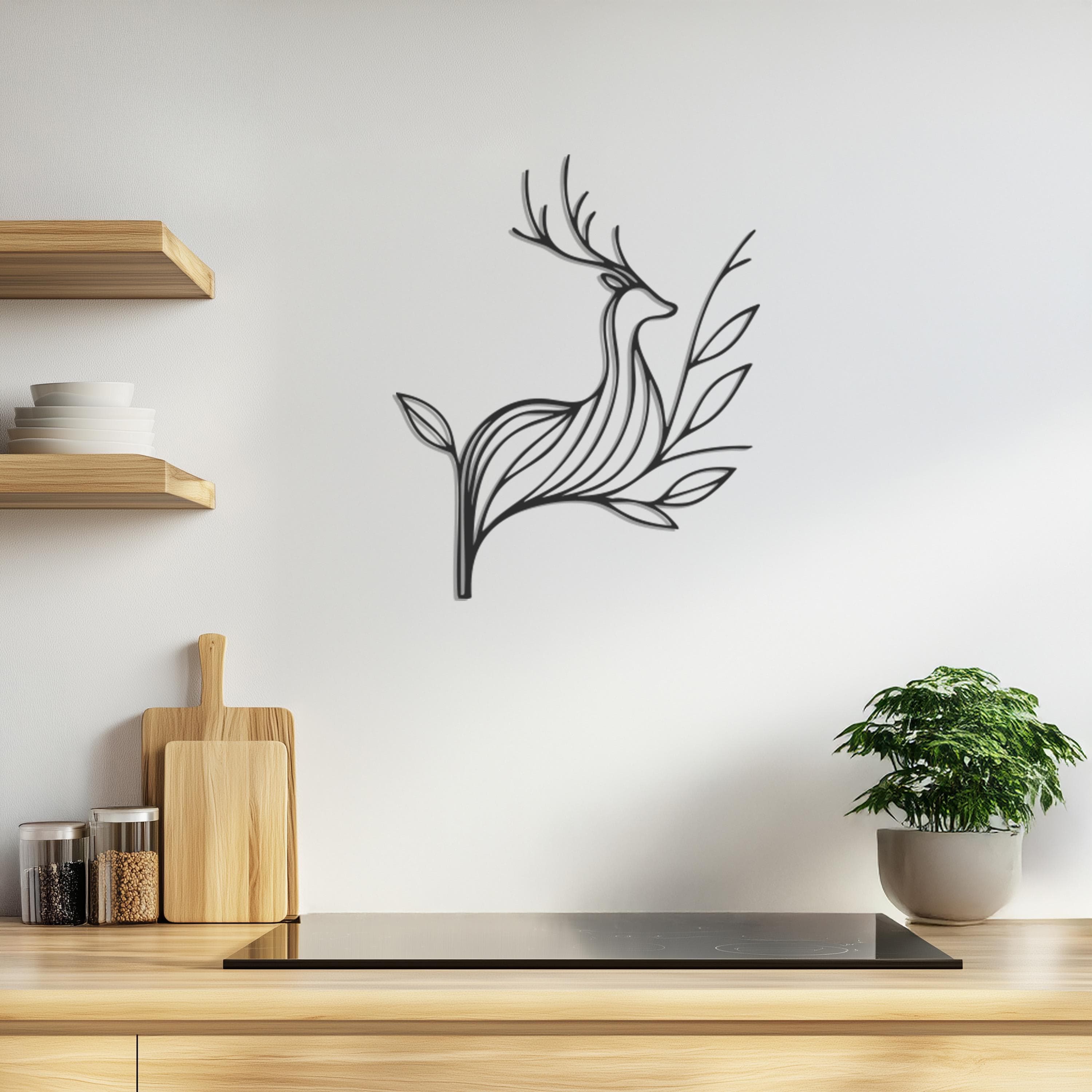 Minimalist Deer Metal Wall Art, Geometric Nature Decor, Wildlife Wall Sculpture, Modern Rustic Home Accent, Forest Metal Animal Silhouette - image 4