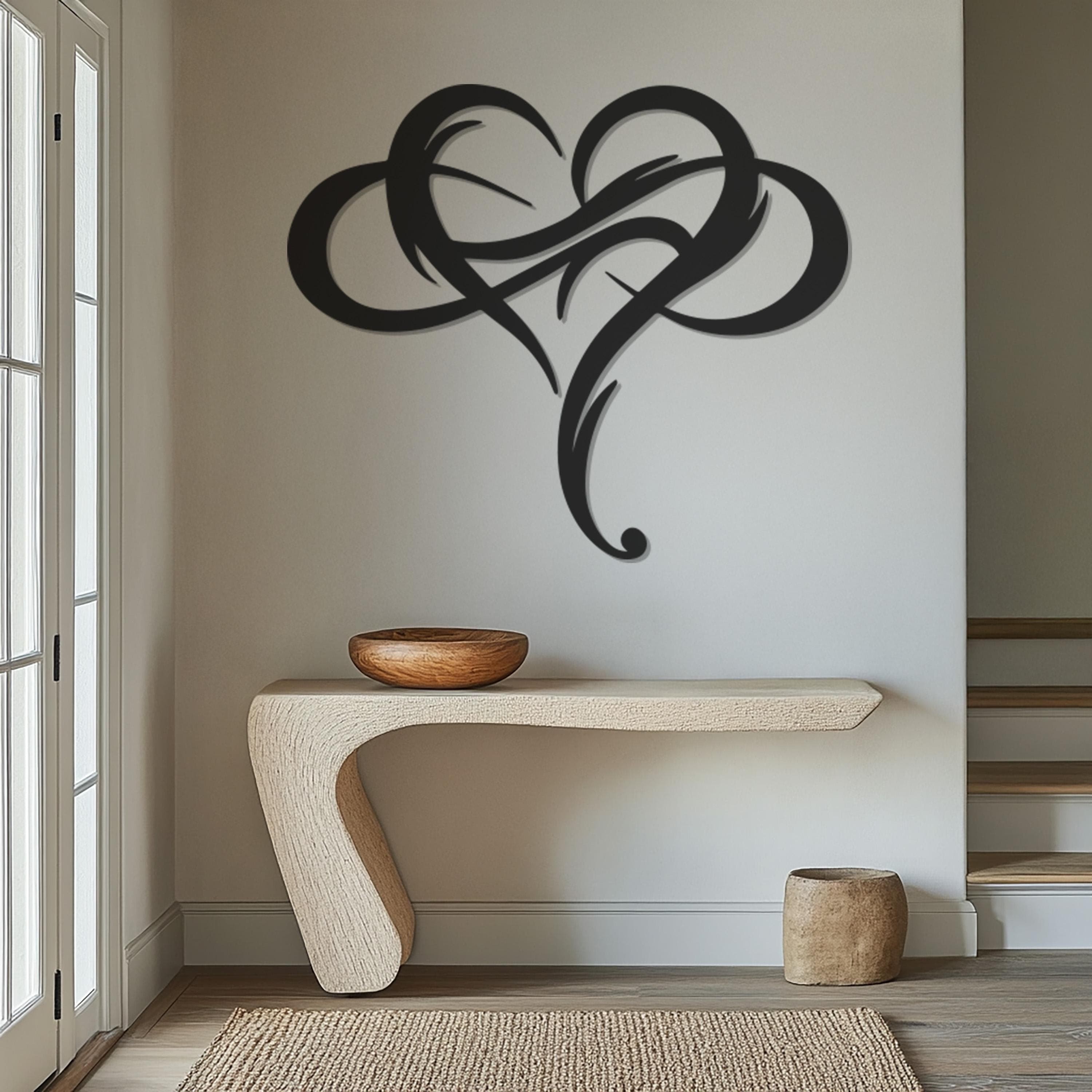 Abstract Heart Metal Wall Art, Minimalist Romantic Wall Hanging, Modern Love Decor, Large Metal Sculpture, Unique Gift for Anniversary