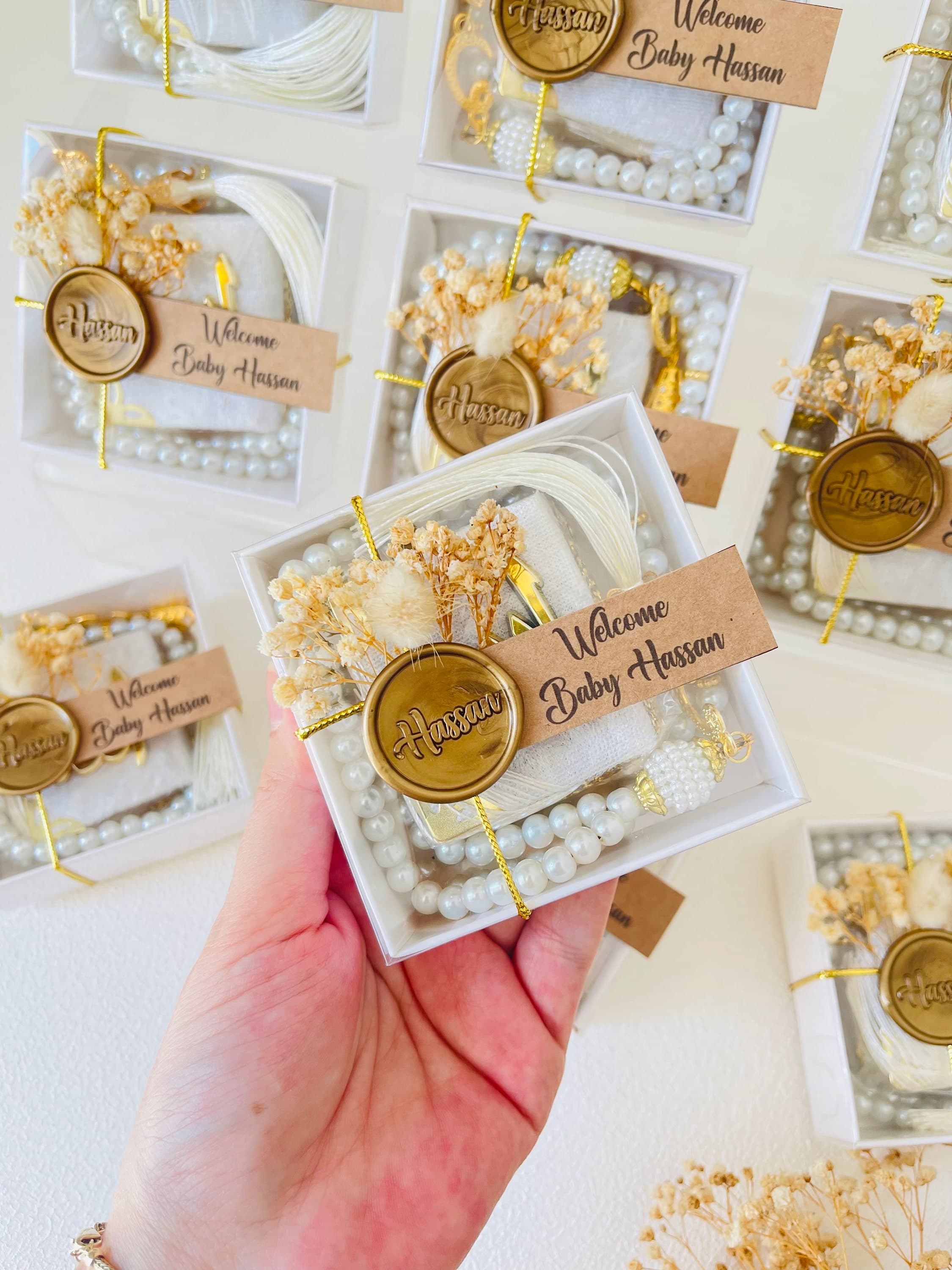 Personalized Velvet Mini Quran & Tasbeeh Set ,Islamic Baby Shower Favors,Welcome Baby Gift,Aqiqah Favor,Ameen Favor, Prayer Beads Favors