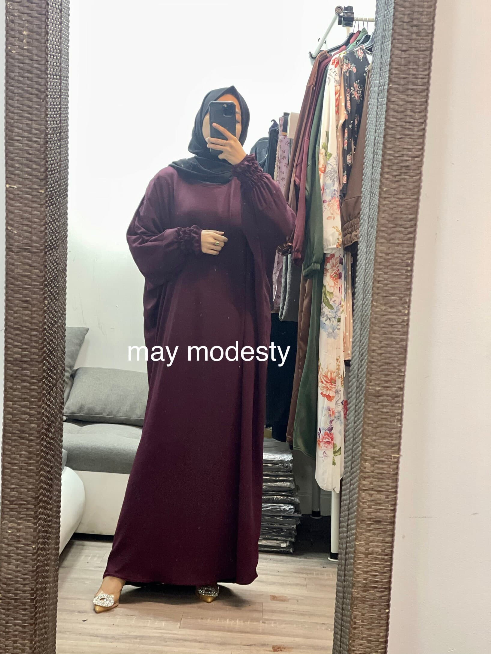 batwing crepe abaya with sherring sleeves uk8-22 - image 3
