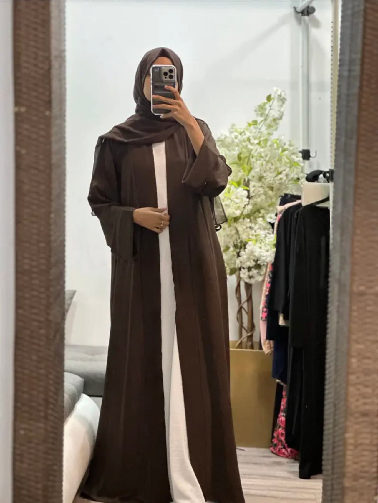 open abaya with flare sleeves and belt - image 5