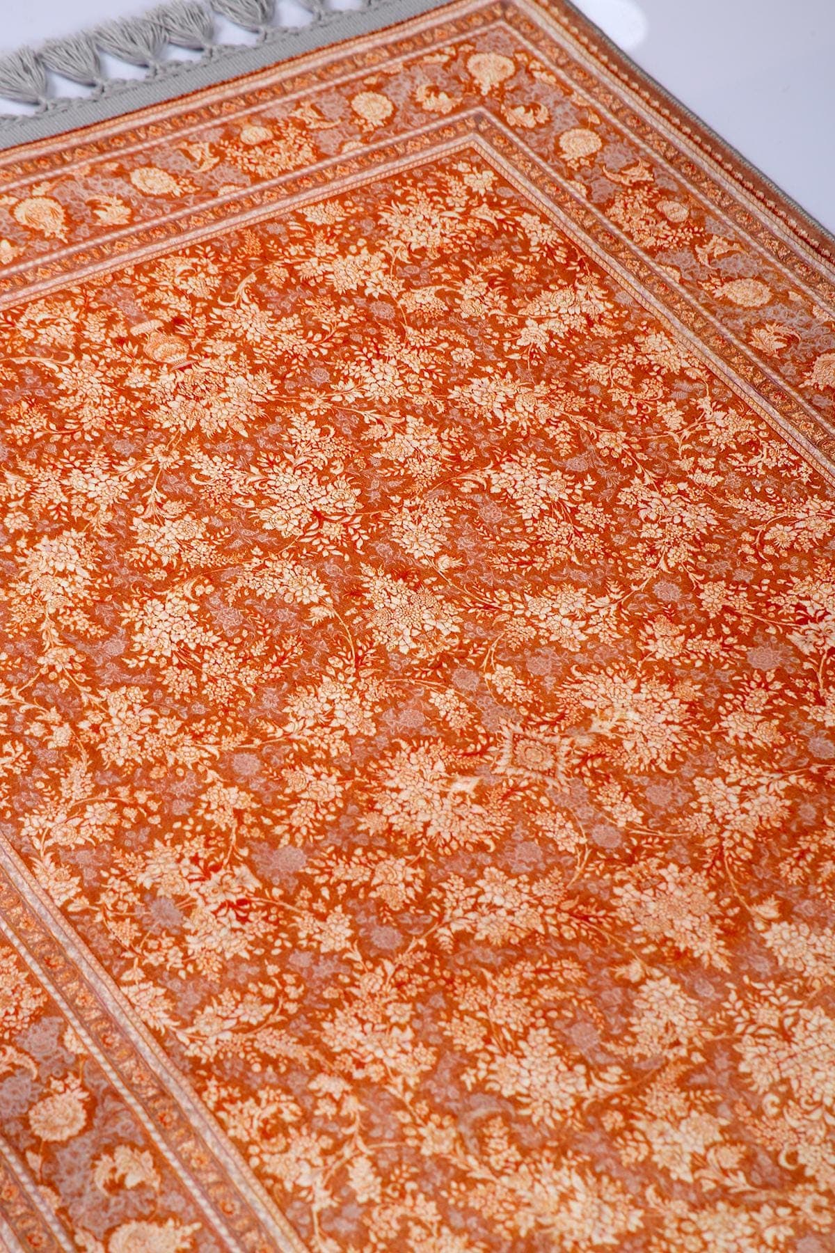 Prayer Mat Orange Floral Prayer Rug Soft Silky Personalized Muslim Gift Custom Islamic Rugs - image 4