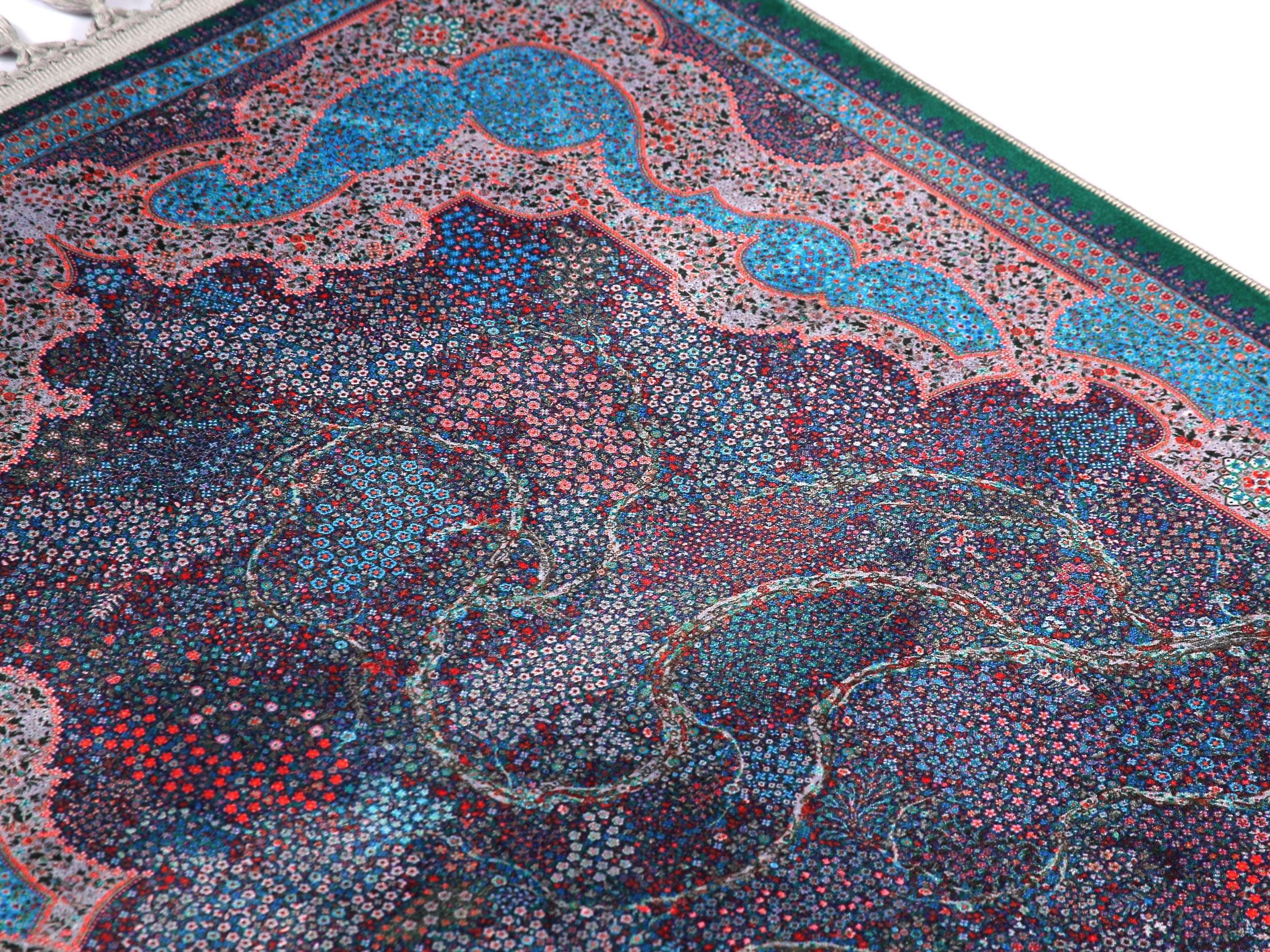 Prayer Mat Blue Tree of Life Prayer Rug: Soft Silky Luxury Islamic Gift - image 5
