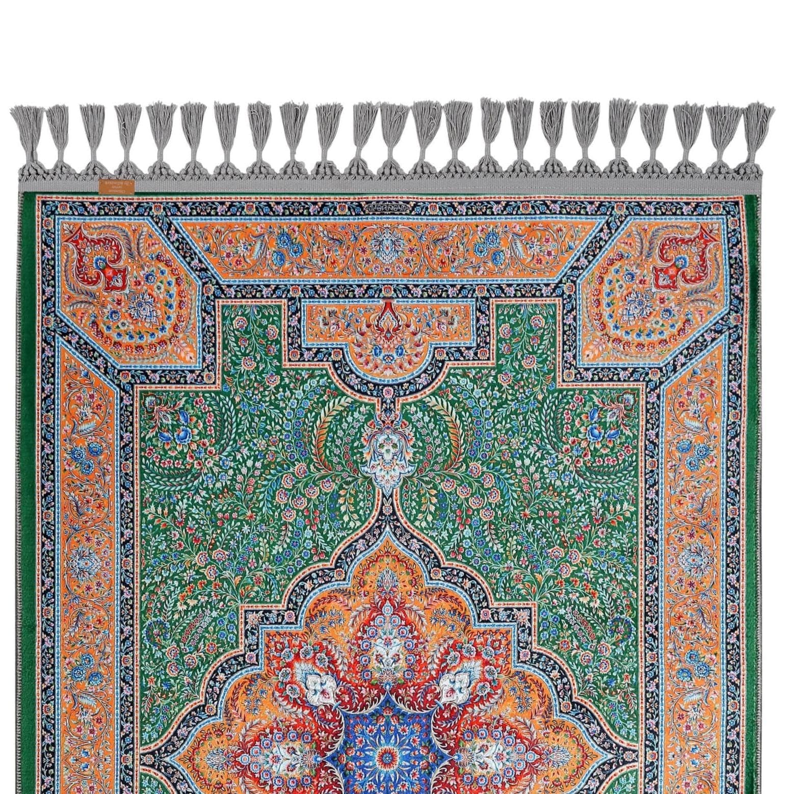 Prayer Rug Green Turkish Prayer Mat Silky Soft Surface Islamic Muslim Gift Janamaz Sajadah - image 4