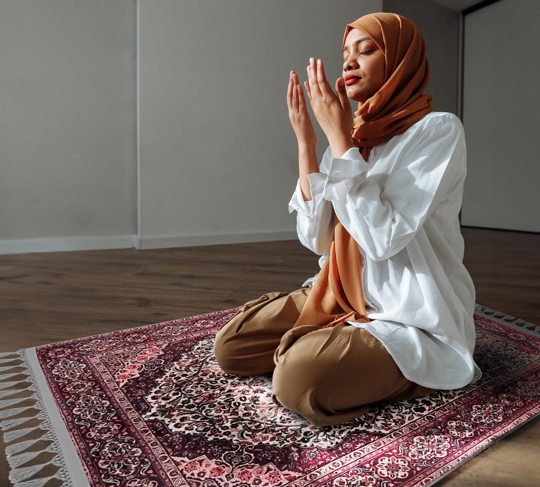 Prayer Mat & Floral Mihrab Prayer Rug: Soft Silky Turkish Luxury Islamic Gift Islam - image 4