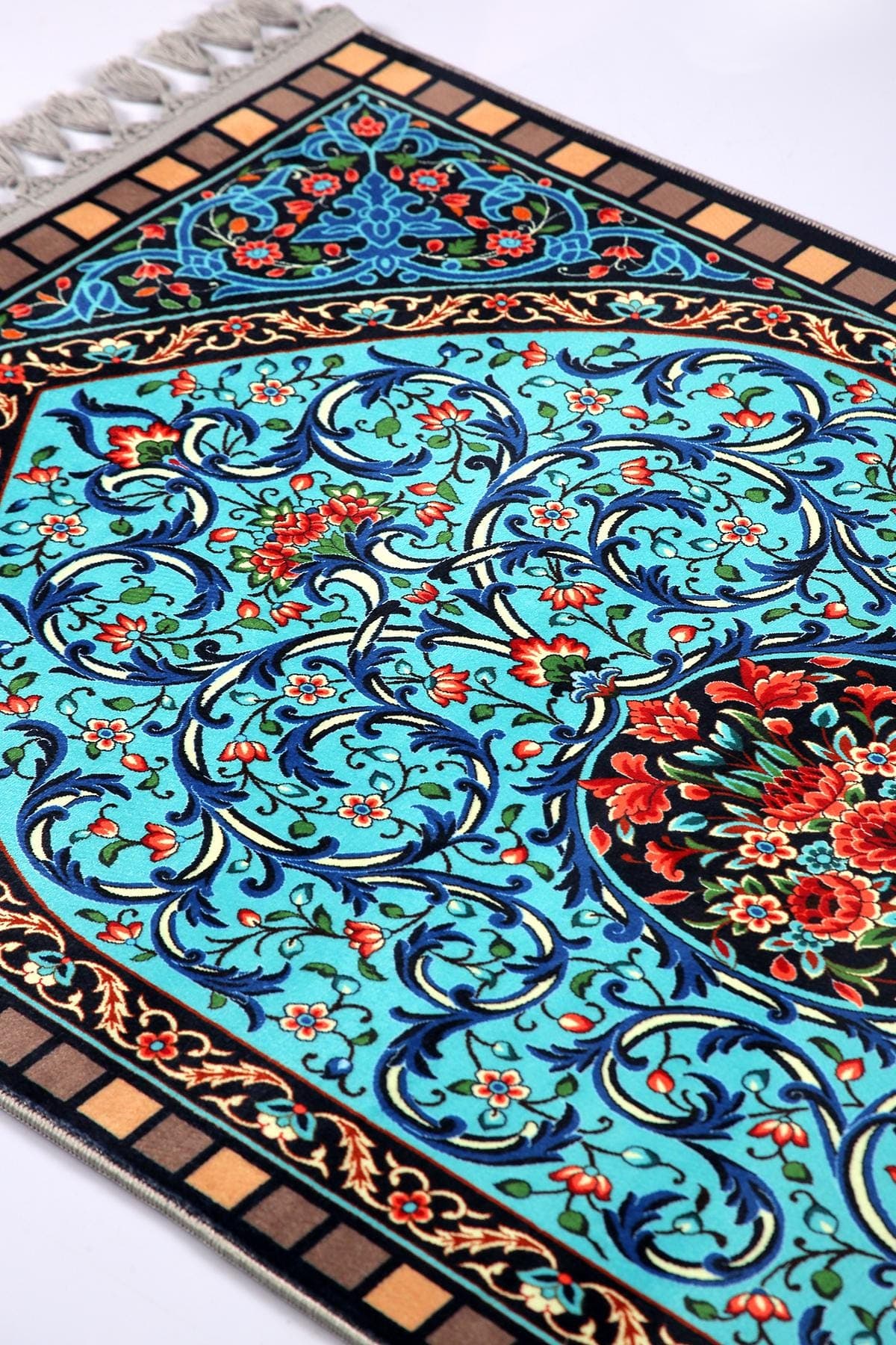 Prayer Mat Islamic Prayer Rug: Blue Soft Silk Personalized Muslim Gifts For Her - image 4