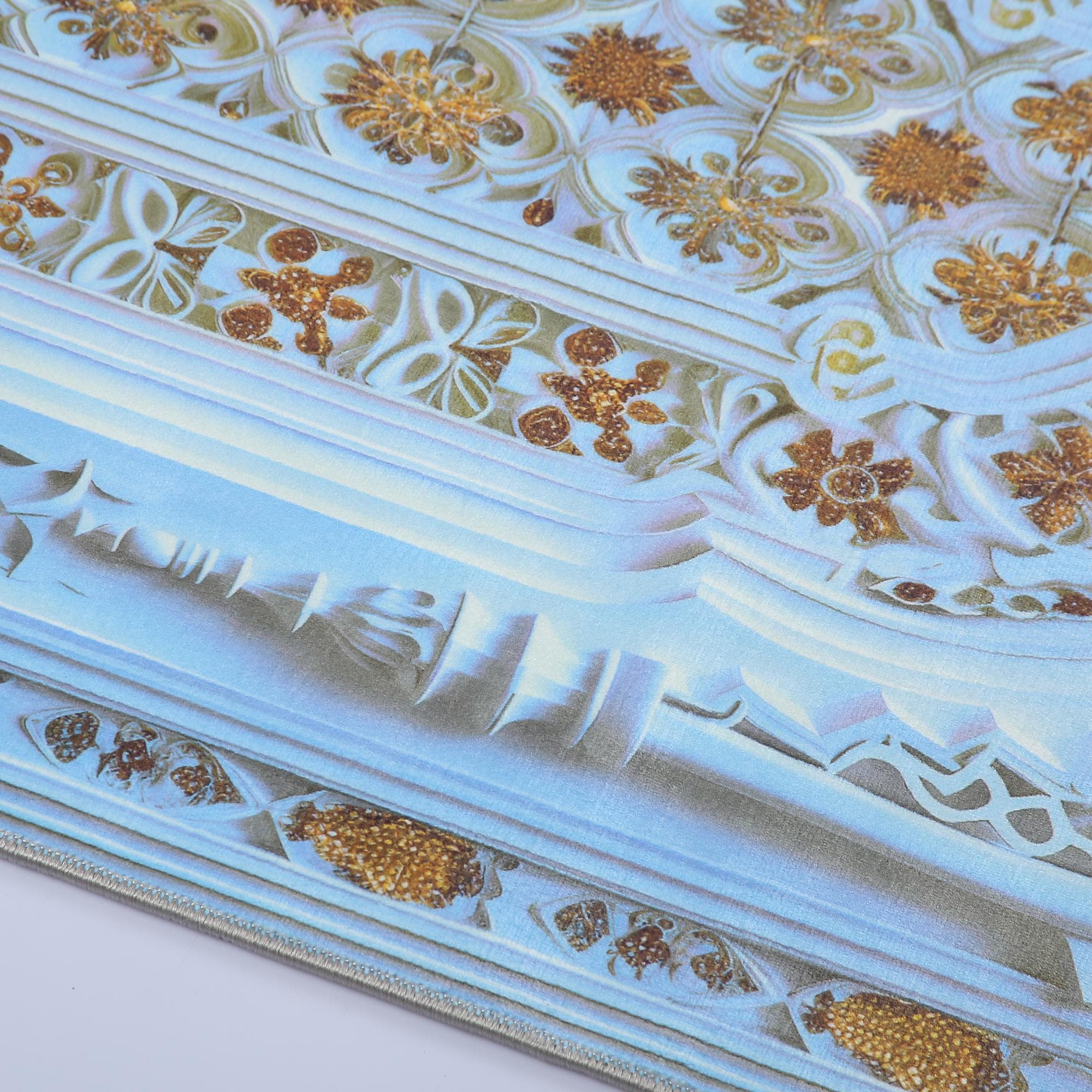 Blue Prayer Mat | Turkish Mihrab | Luxury Bamboo Silk Touch | Personalized Prayer Rug - image 5