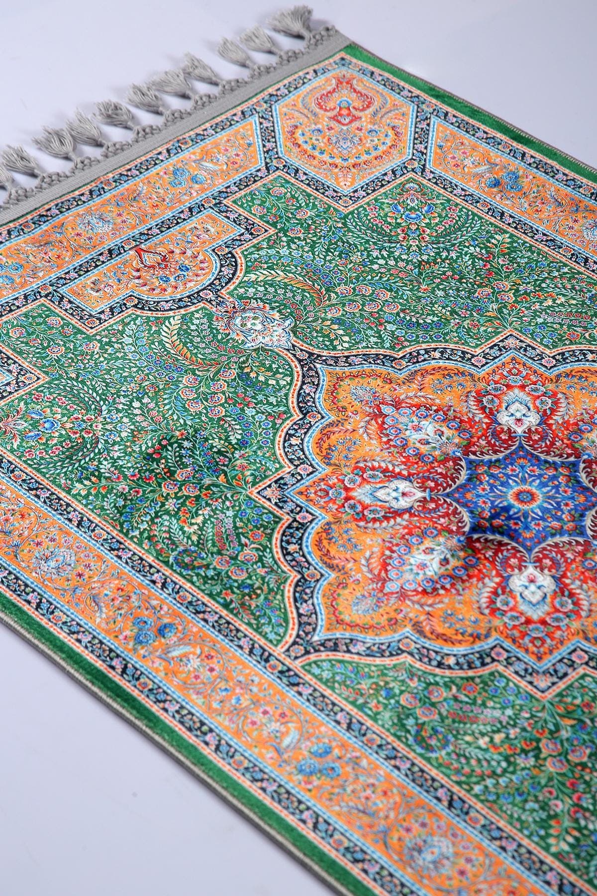 Prayer Rug Green Turkish Prayer Mat Silky Soft Surface Islamic Muslim Gift Janamaz Sajadah - image 5