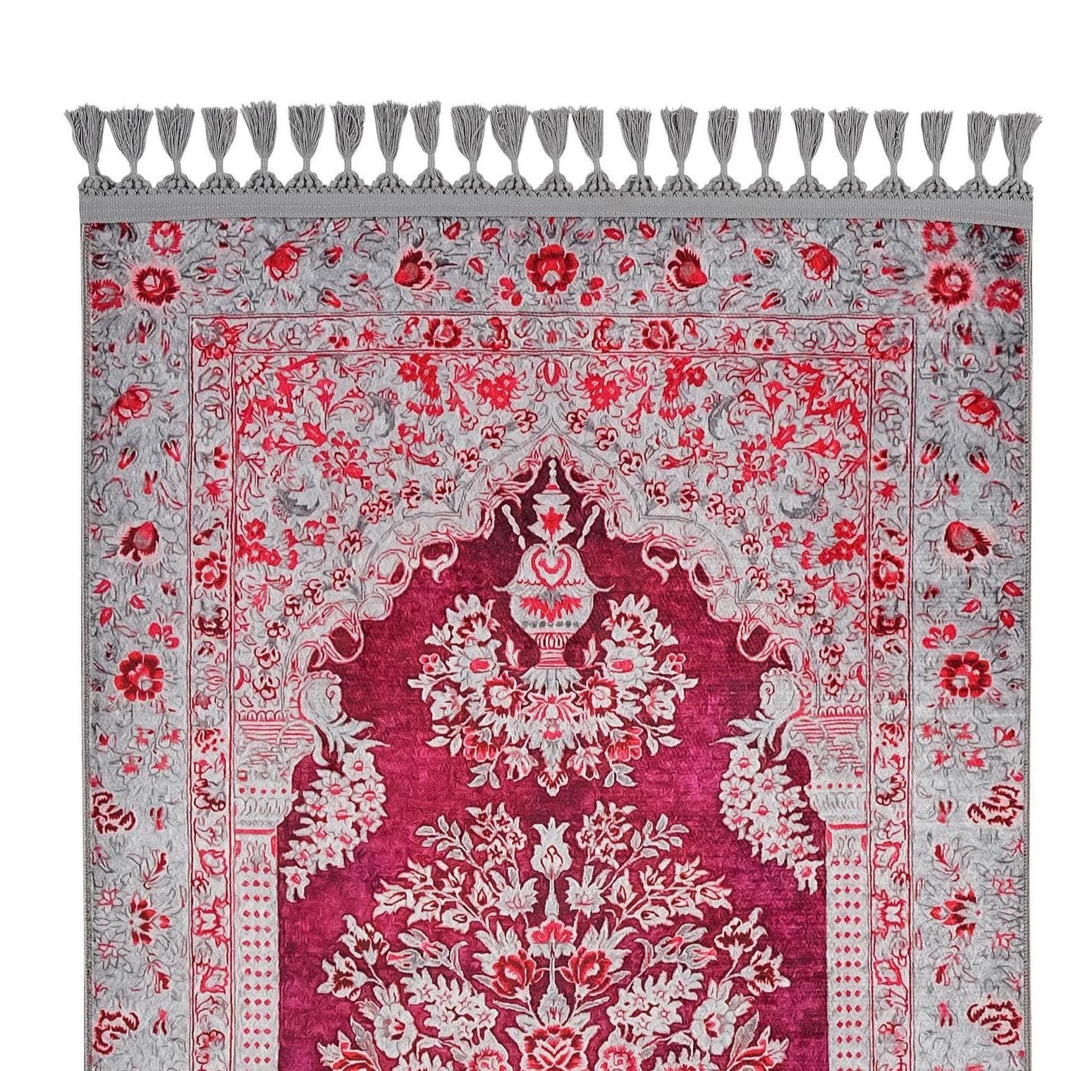 Prayer Mat | Blue Floral Mihrab | Luxury Bamboo Silk Touch | Personalized Turkish Prayer Rug - image 3