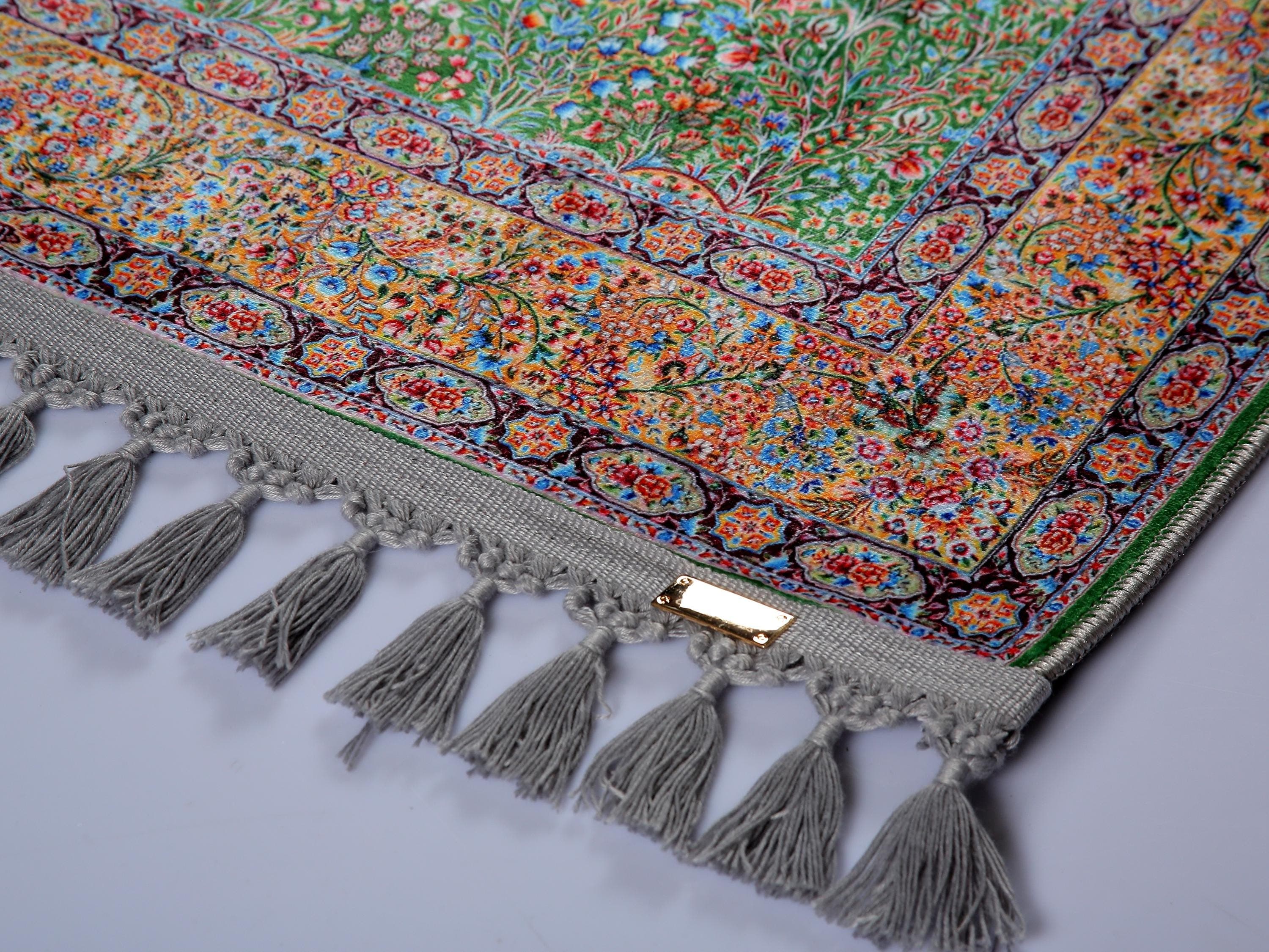 Personalised Prayer Mat, Silky Ultra Soft Green Floral Prayer Rug Islamic Gift Gebetsteppich - image 5