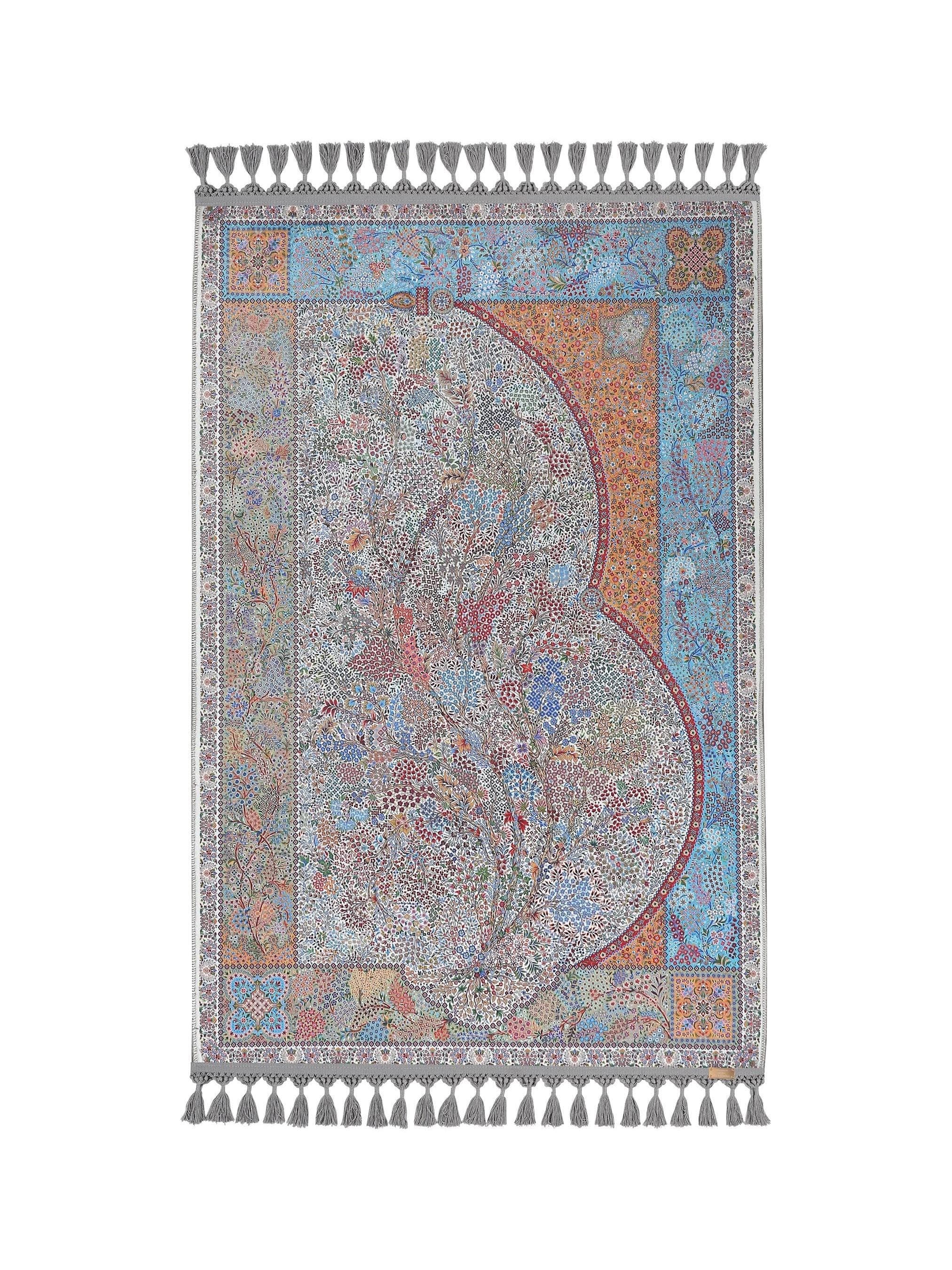Prayer Mat & Blue Tree of Life Prayer Rug: Soft Silky Personalized Muslim Gift