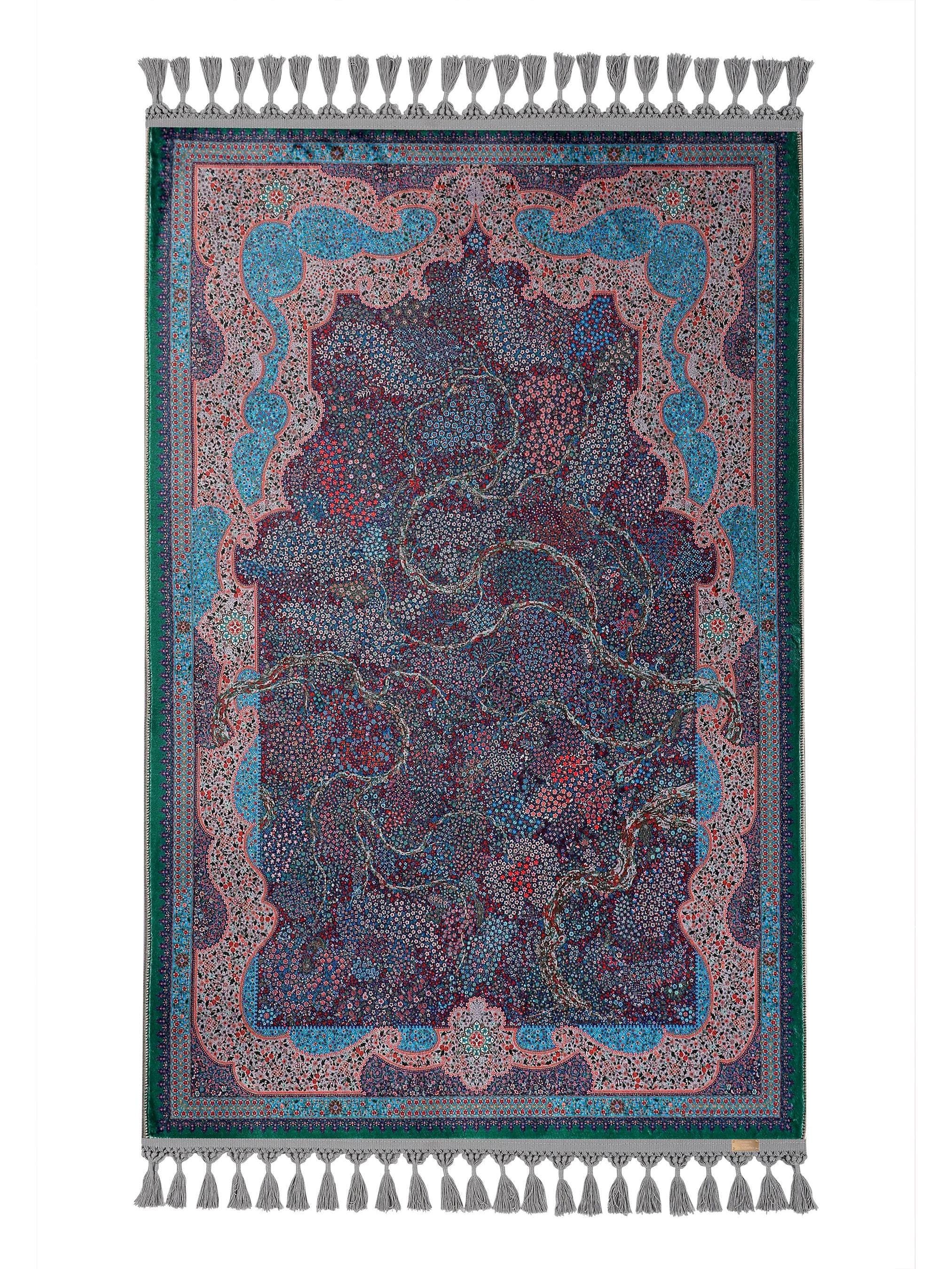 Prayer Mat  Blue Tree of Life Prayer Rug: Soft Silky Luxury Islamic Gift