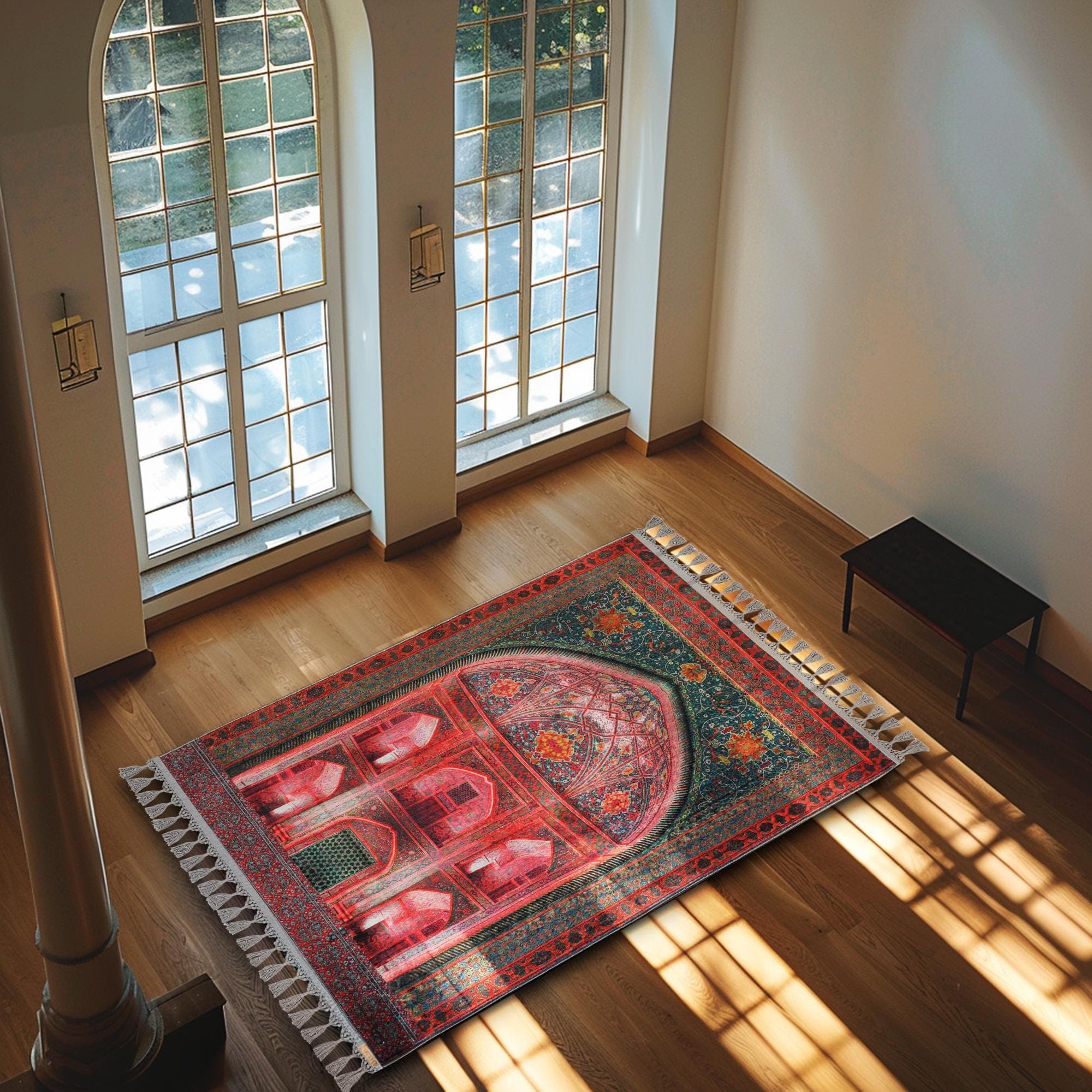 Prayer Mat Red Green Mihrab Muslim Gebetsteppich Islamic Personalized Prayer Rug - image 5