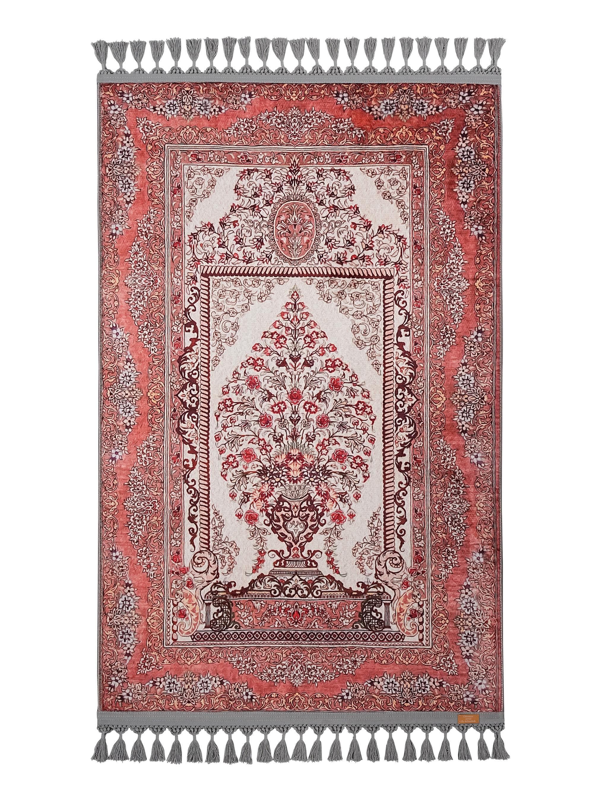 Prayer Mat & Floral Tree of Life Mihrab Prayer Rug: Soft Silky Luxury Gift