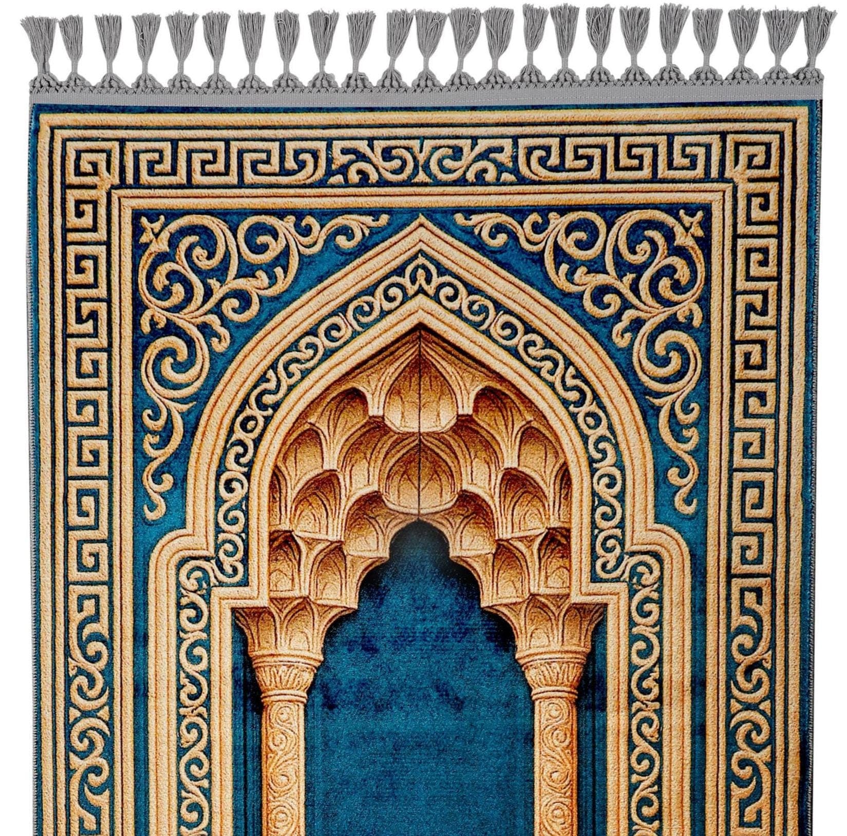 Prayer Mat Blue Mihrab Prayer Rug: Soft Silk Luxury Islamic Muslim Gift Arabian Carpet - image 4