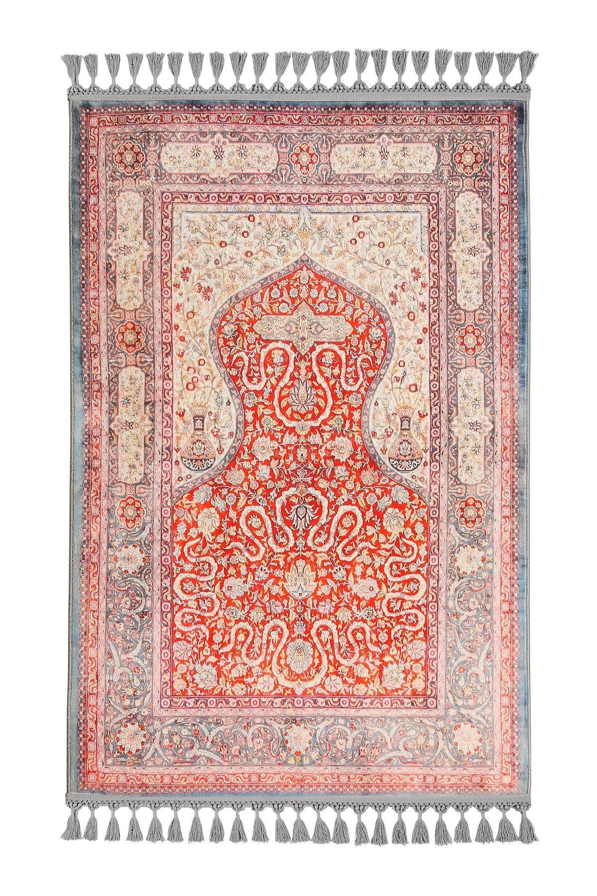 Prayer Mat & Red Turkish Prayer Rug: Soft Silky Personalized Muslim Gift Custom Islam