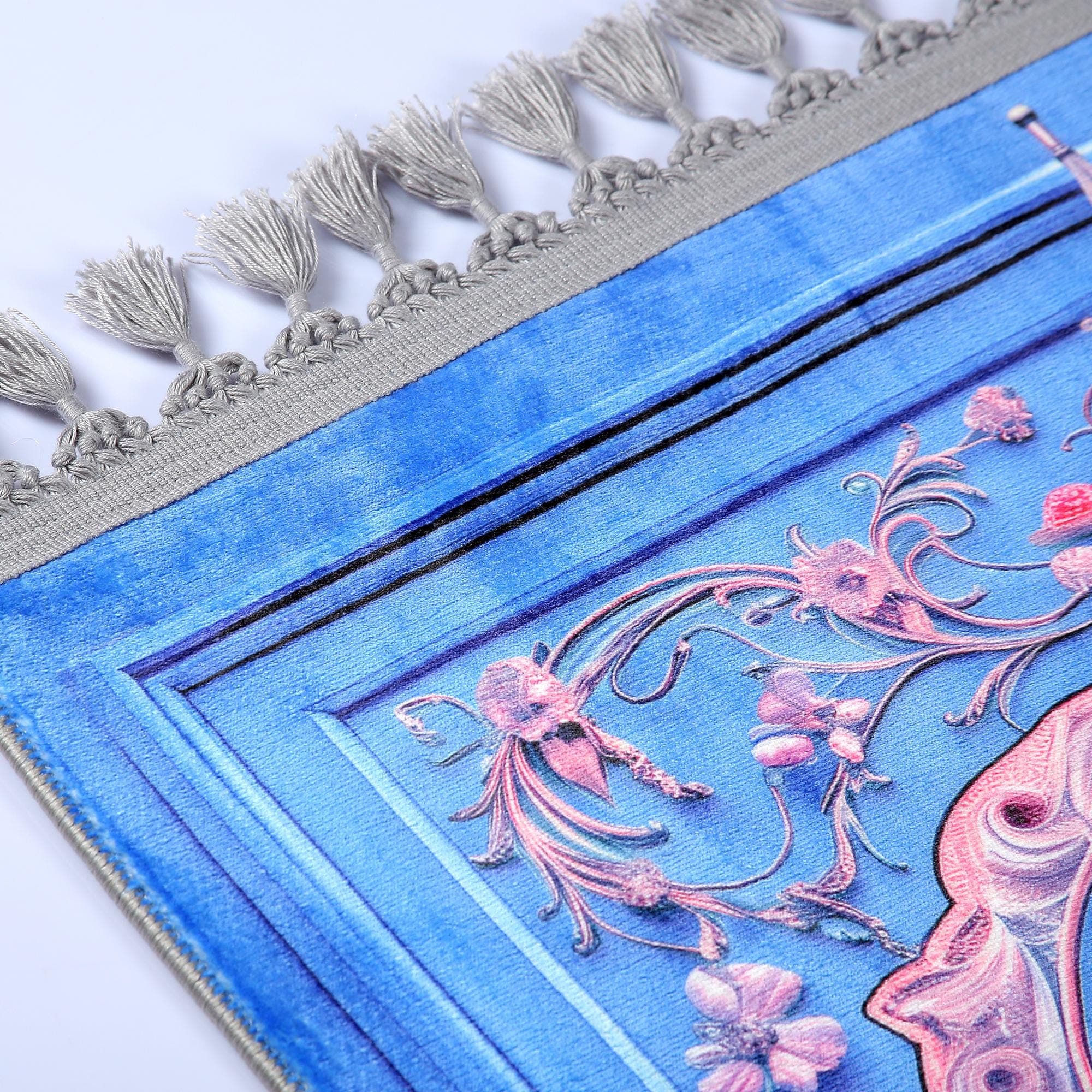 Prayer Mat Blue Mihrab Prayer Rug: Soft Silk Luxury Islamic Gift Arabian Carpet - image 4