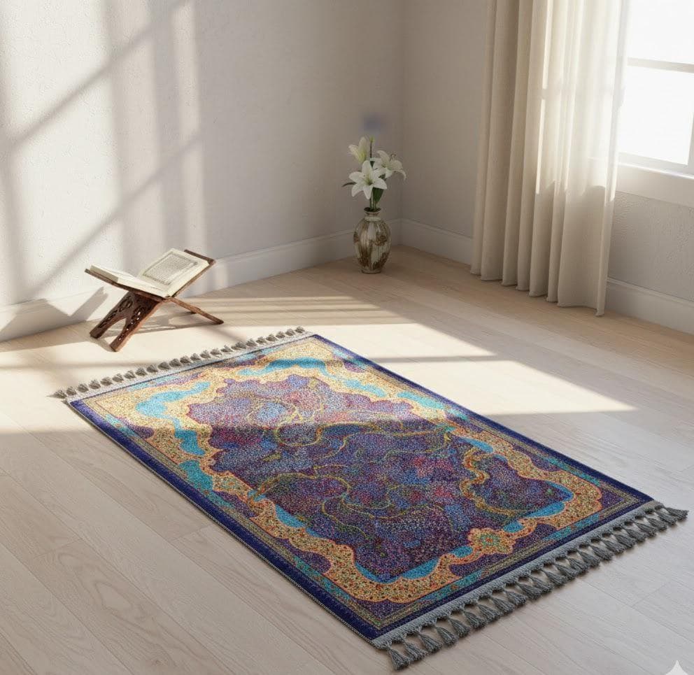 Blue Prayer Mat | Turkish Tree of Life Rug | Gebetsteppich | Islamic Muslim Gift - image 5