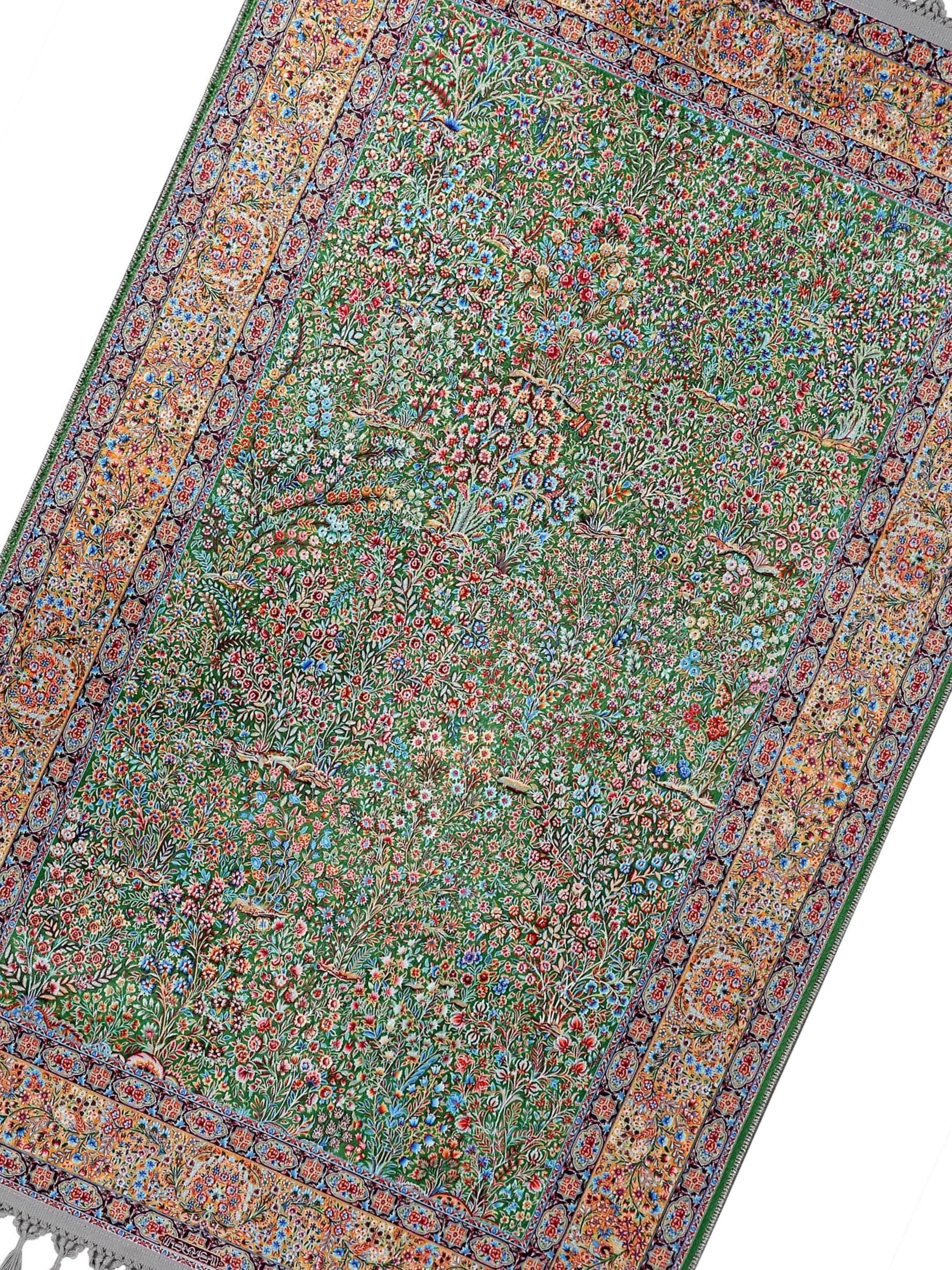 Personalised Prayer Mat, Silky Ultra Soft Green Floral Prayer Rug Islamic Gift Gebetsteppich - image 4