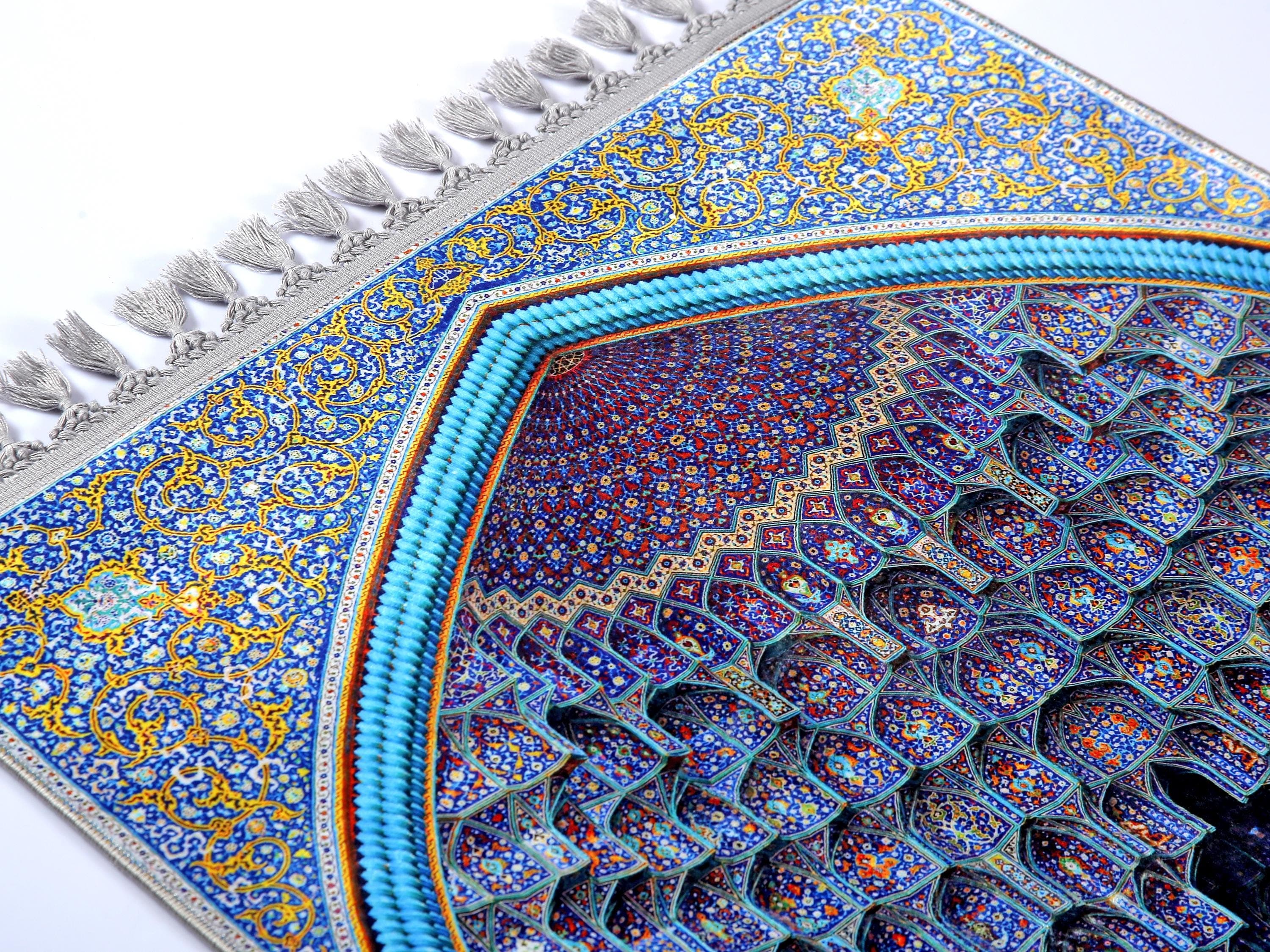 Personalised Prayer Mat - Blue Silky Soft Turkish Prayer Rug - Custom Islamic Gift - image 5