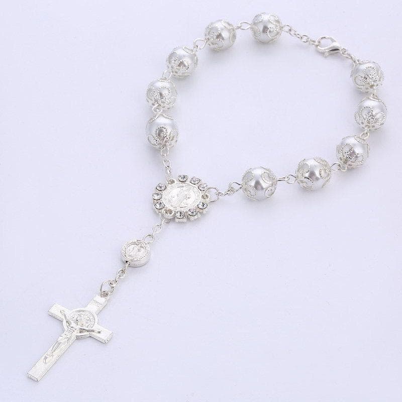 5 White Rosaries/Baptism Favors/Communion Favors/Confirmation Gift
