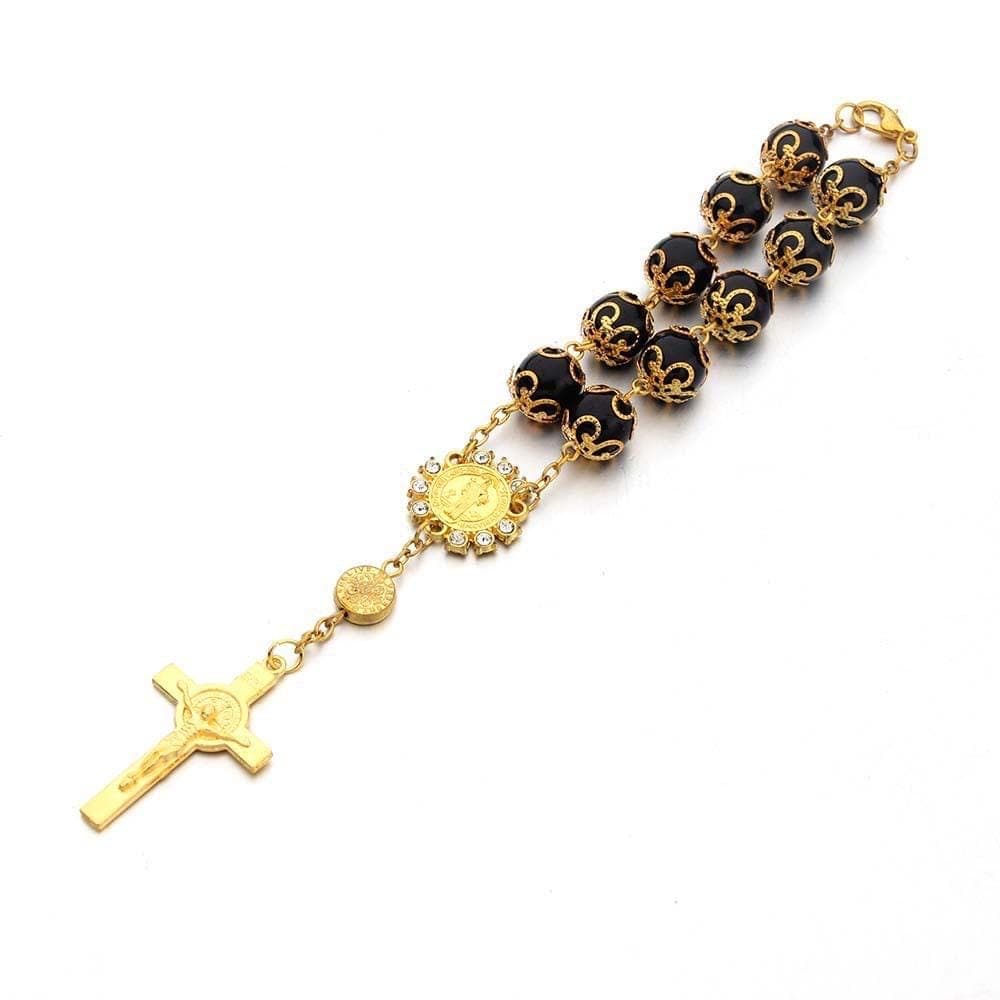 5 Black Rosaries/Baptism Favors/Communion Favors/Confirmation Gift