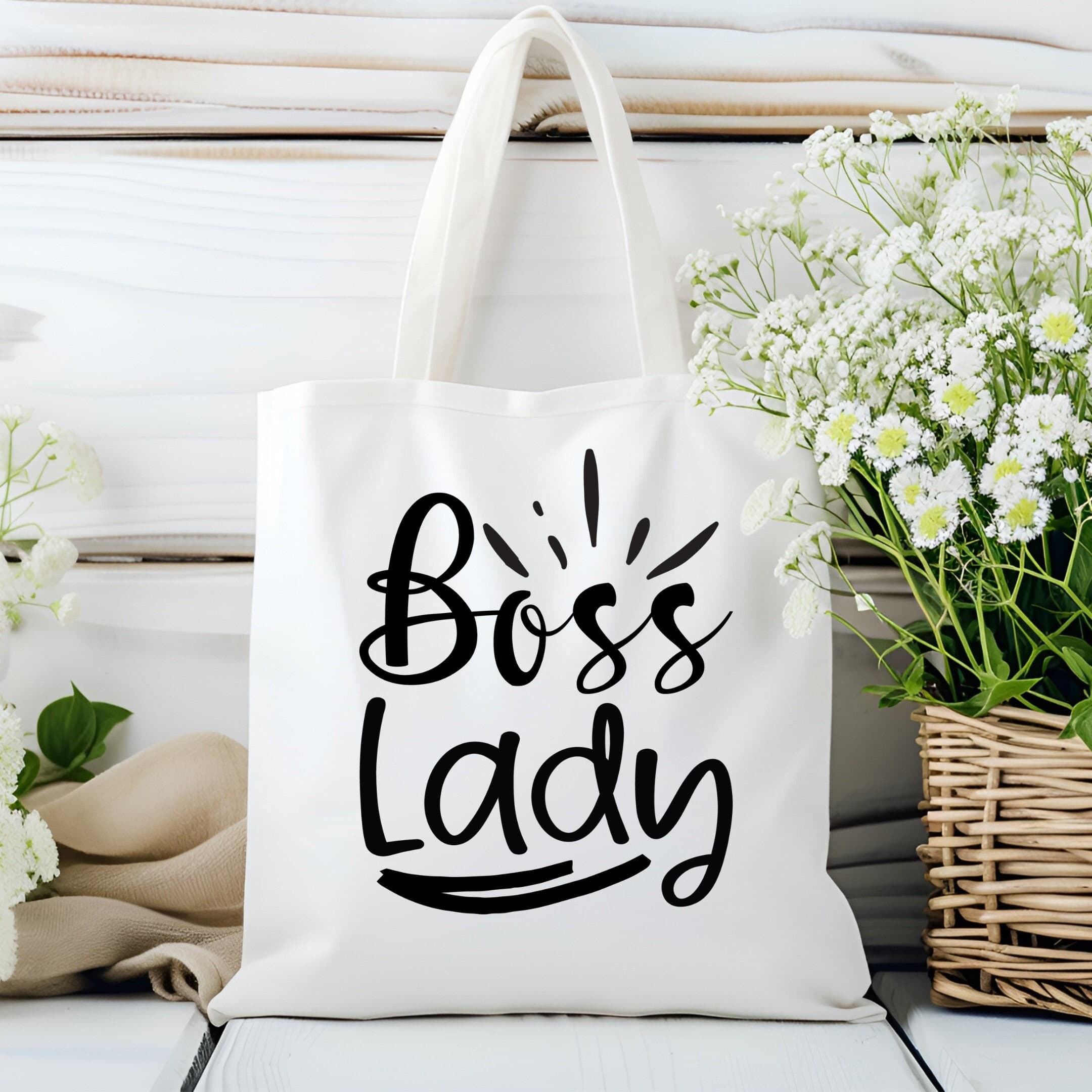 Boss Lady Canvas Tote Bag: Stylish Reusable Grocery Bag