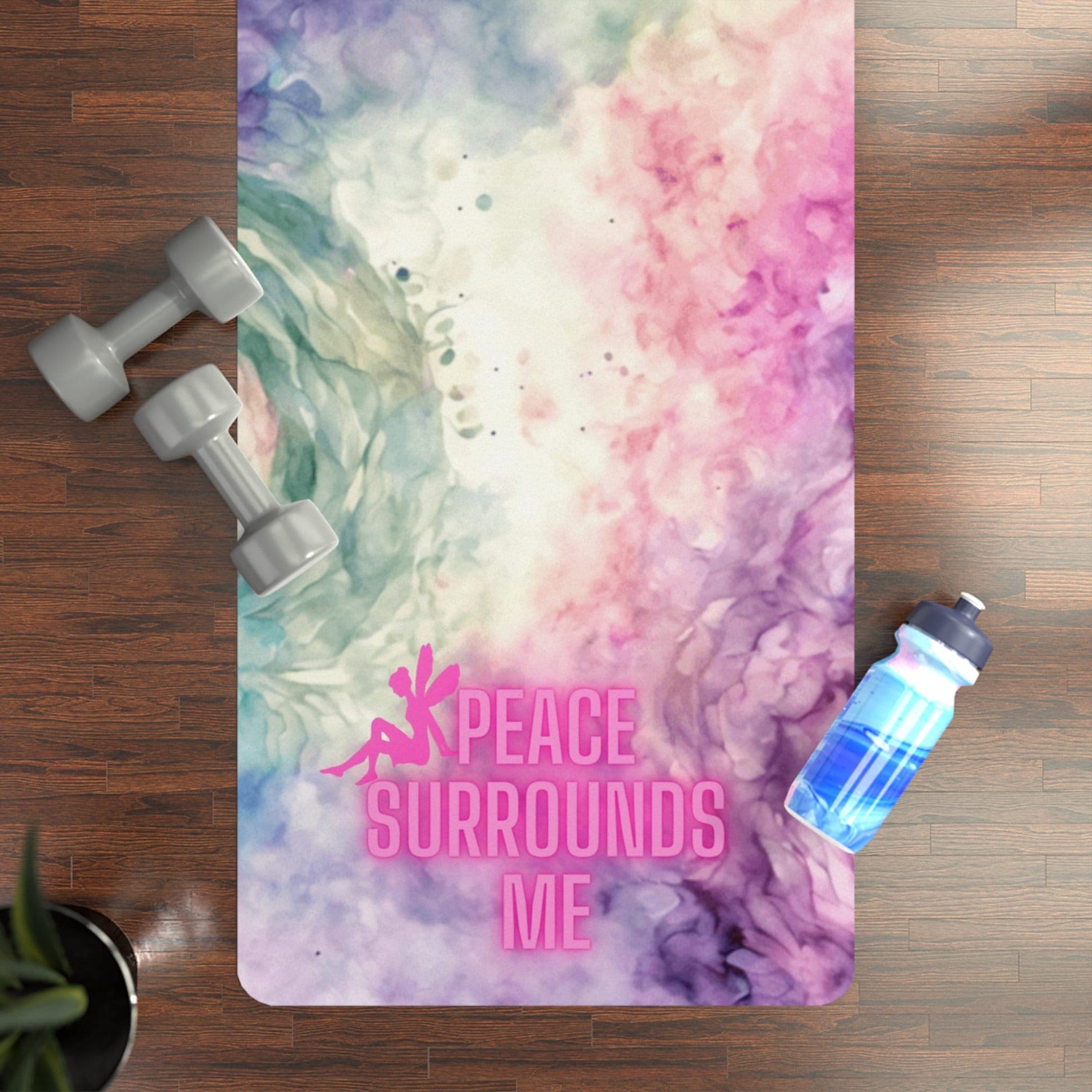 Affirmation Yoga Mat: Pink Purple Non-Slip Rubber Exercise Rug - image 3