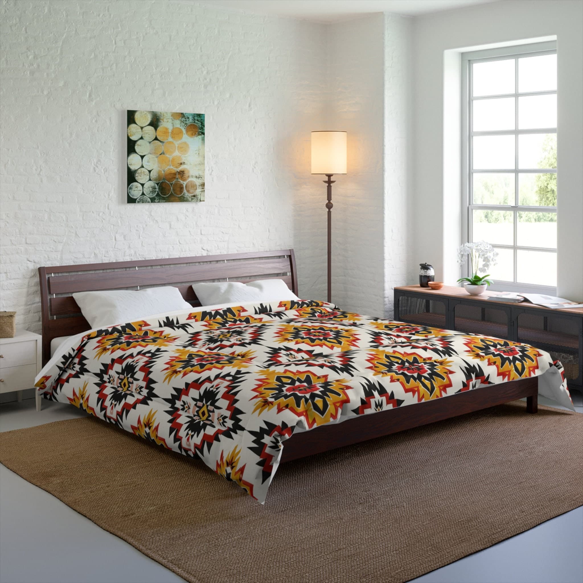 Tribal Comforter Blanket: Yellow, Red, and Black Boho Bedspread - image 4