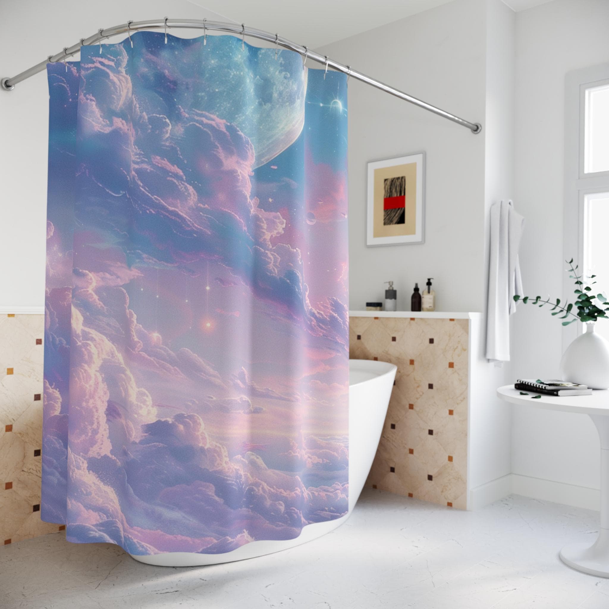 Cosmic Shower Curtain: Milky Way, Stars, Astrology Bath Decor