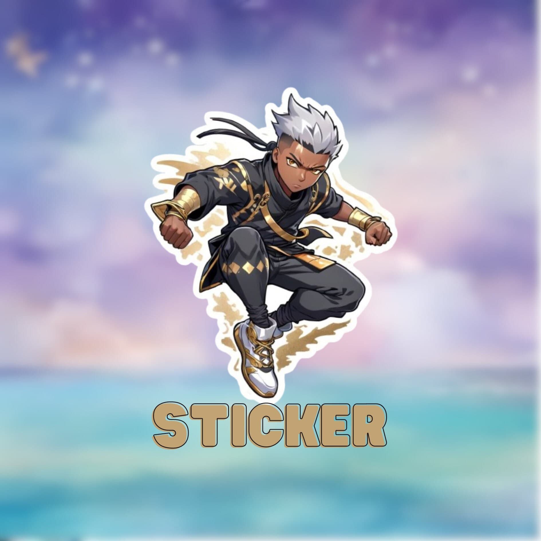 Gold Ninja Anime Magnet, Vinyl Decal