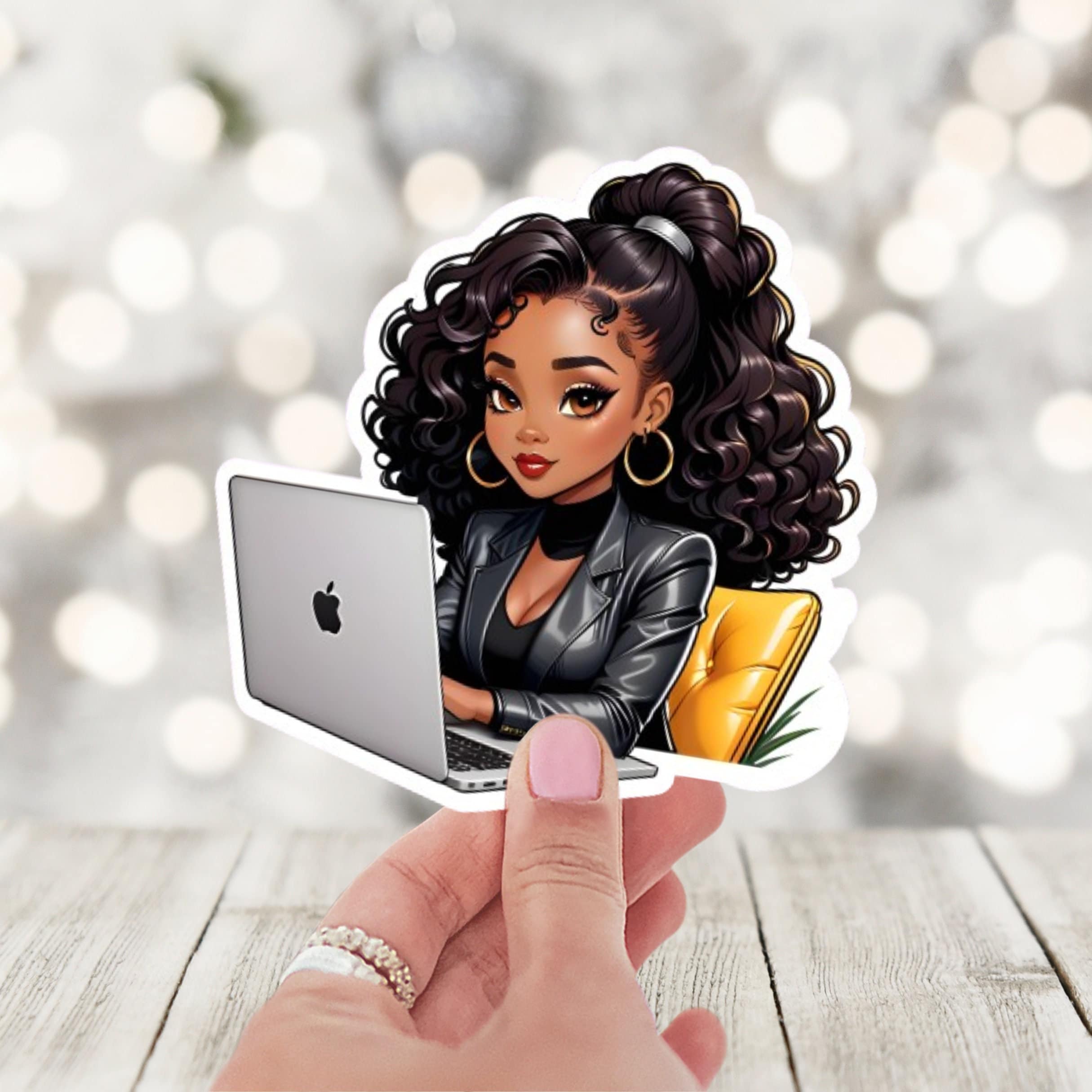 Girl Boss CEO Sticker: Black Woman Laptop Decal (2.5" Vinyl)