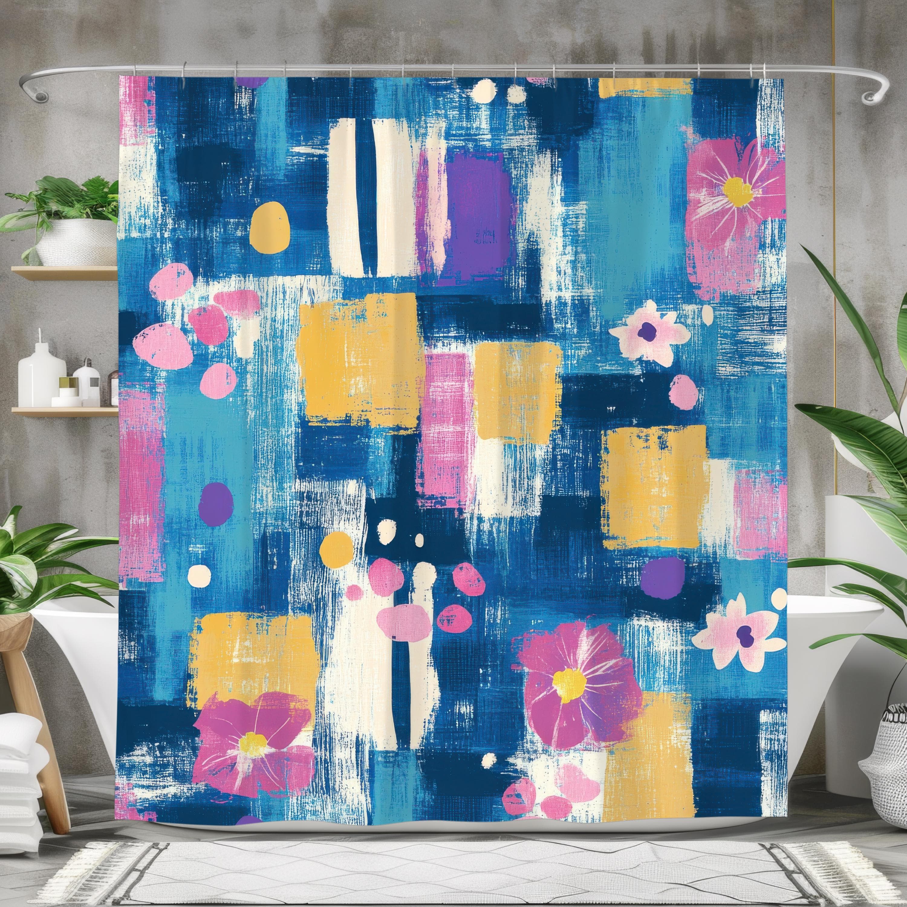 Abstract Floral Shower Curtain: Modern Colorful Bathroom Decor - image 4