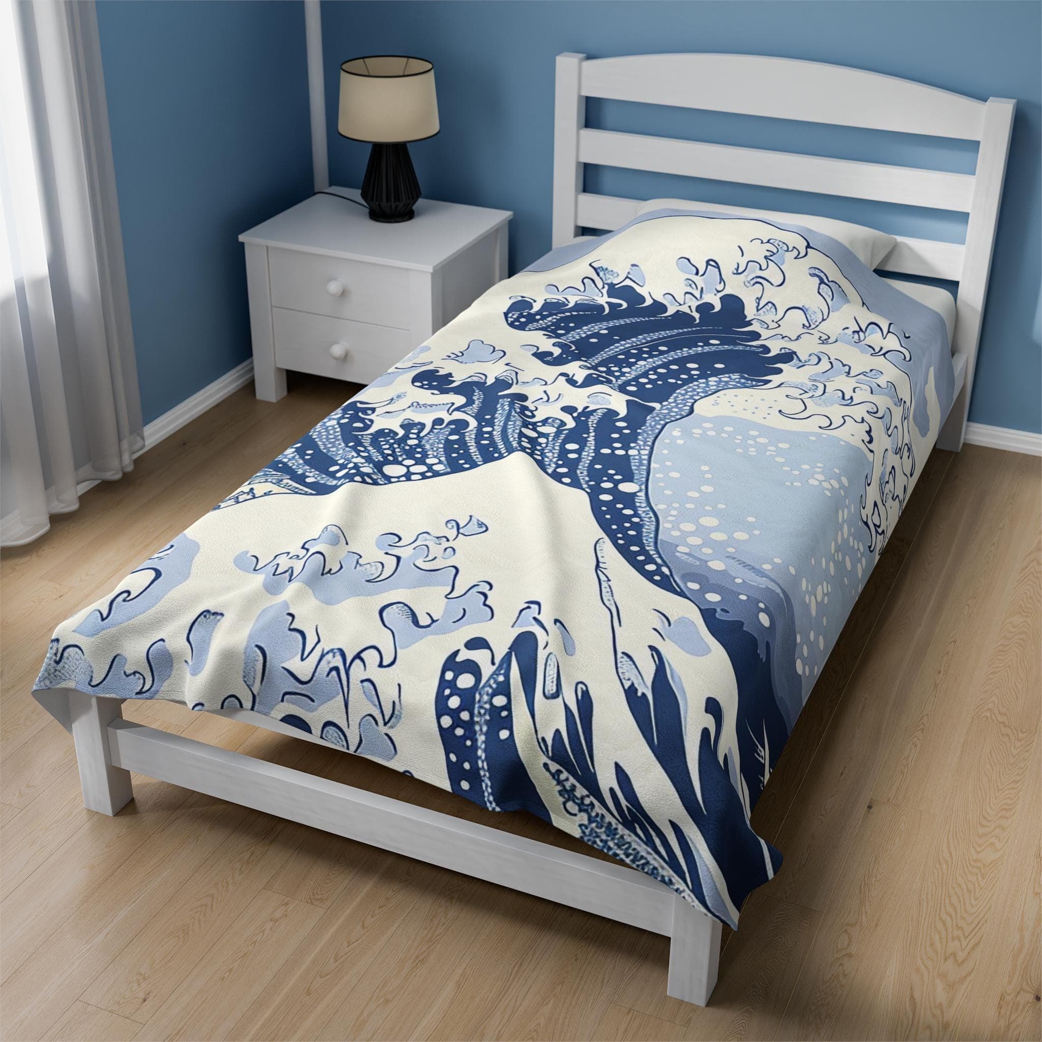 Wave Off Kanagawa Fleece Blanket, Japanese Art Throw - image 4