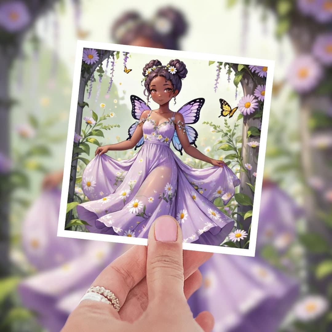 Purple Fairy Princess Vinyl Sticker: Floral Garden Laptop Decal