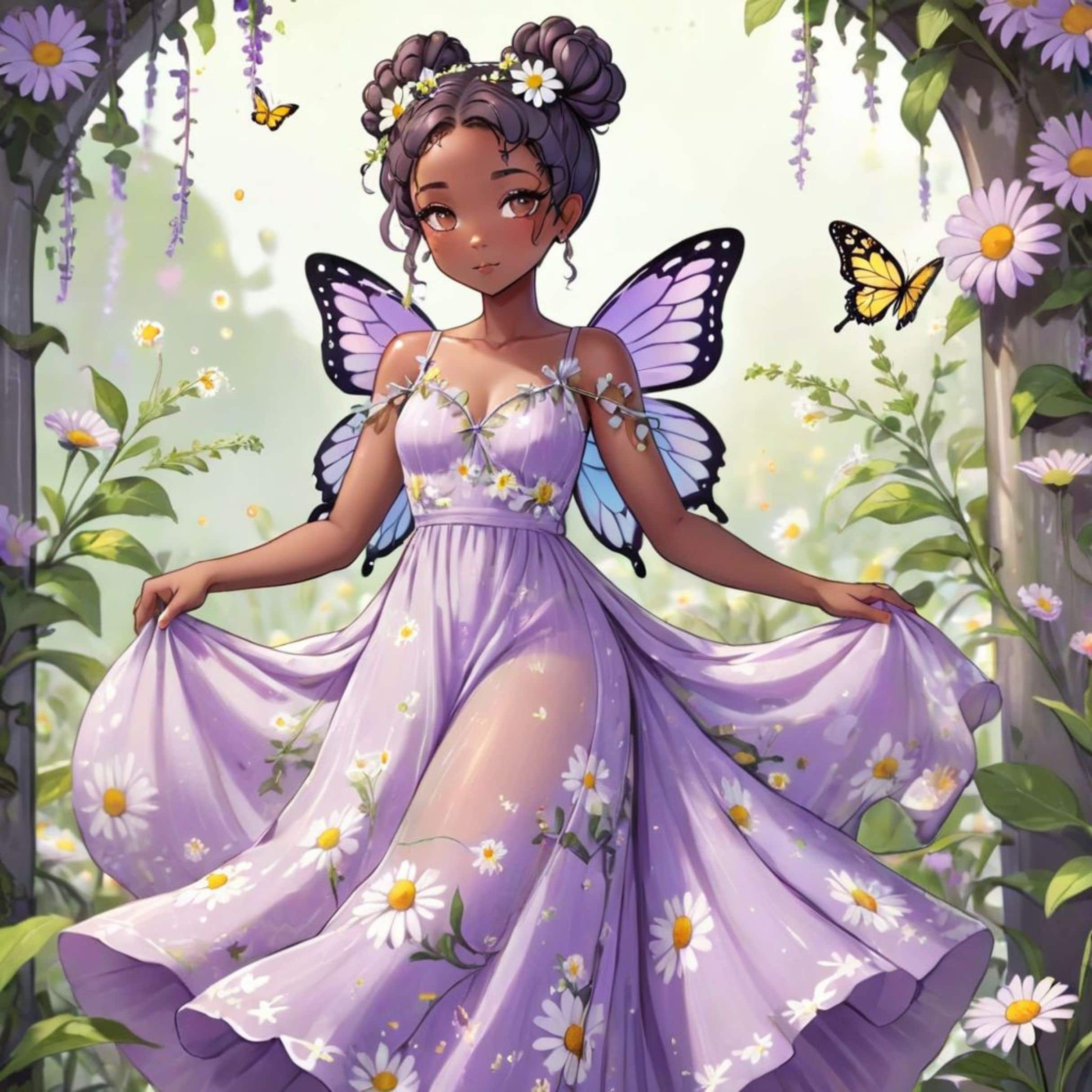 Fairy Princess Cotton Tote Bag: Purple Butterfly Design - image 4