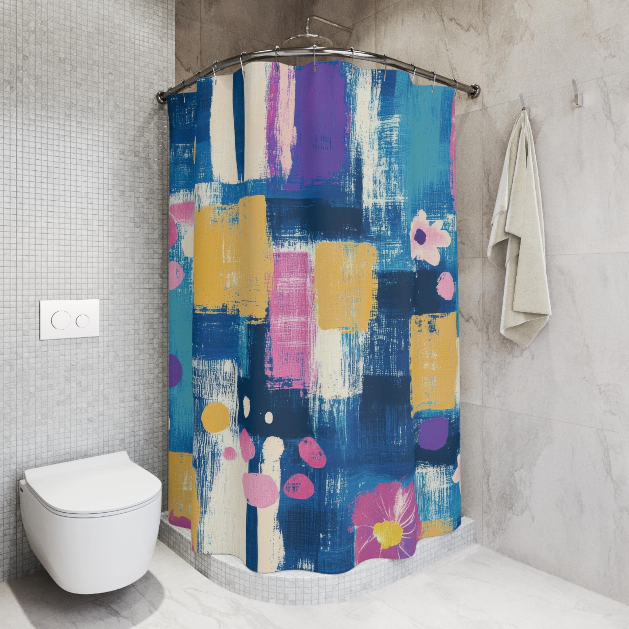 Abstract Floral Shower Curtain: Modern Colorful Bathroom Decor - image 5