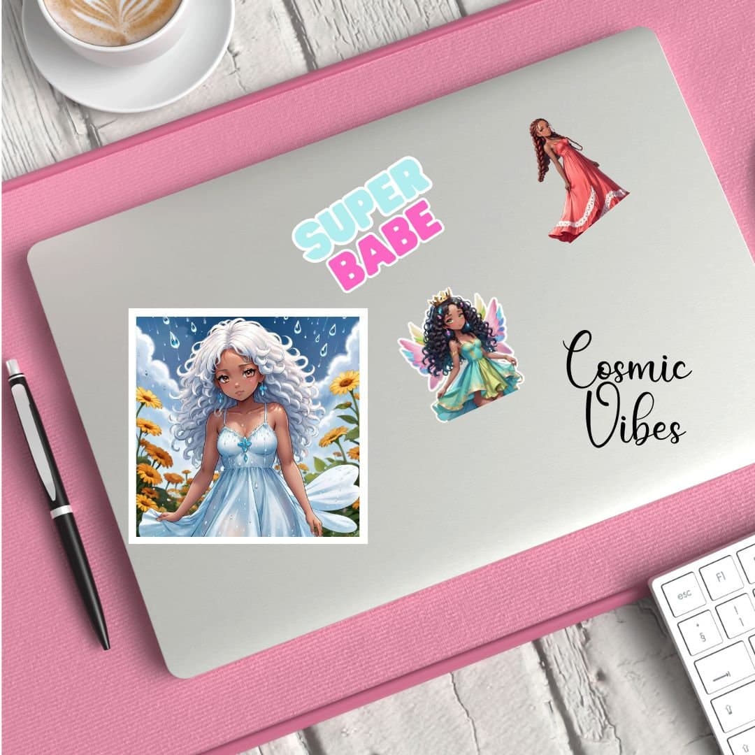 Rain Fairy Sticker: Black Girl Magic, Floral Laptop Decal - image 4
