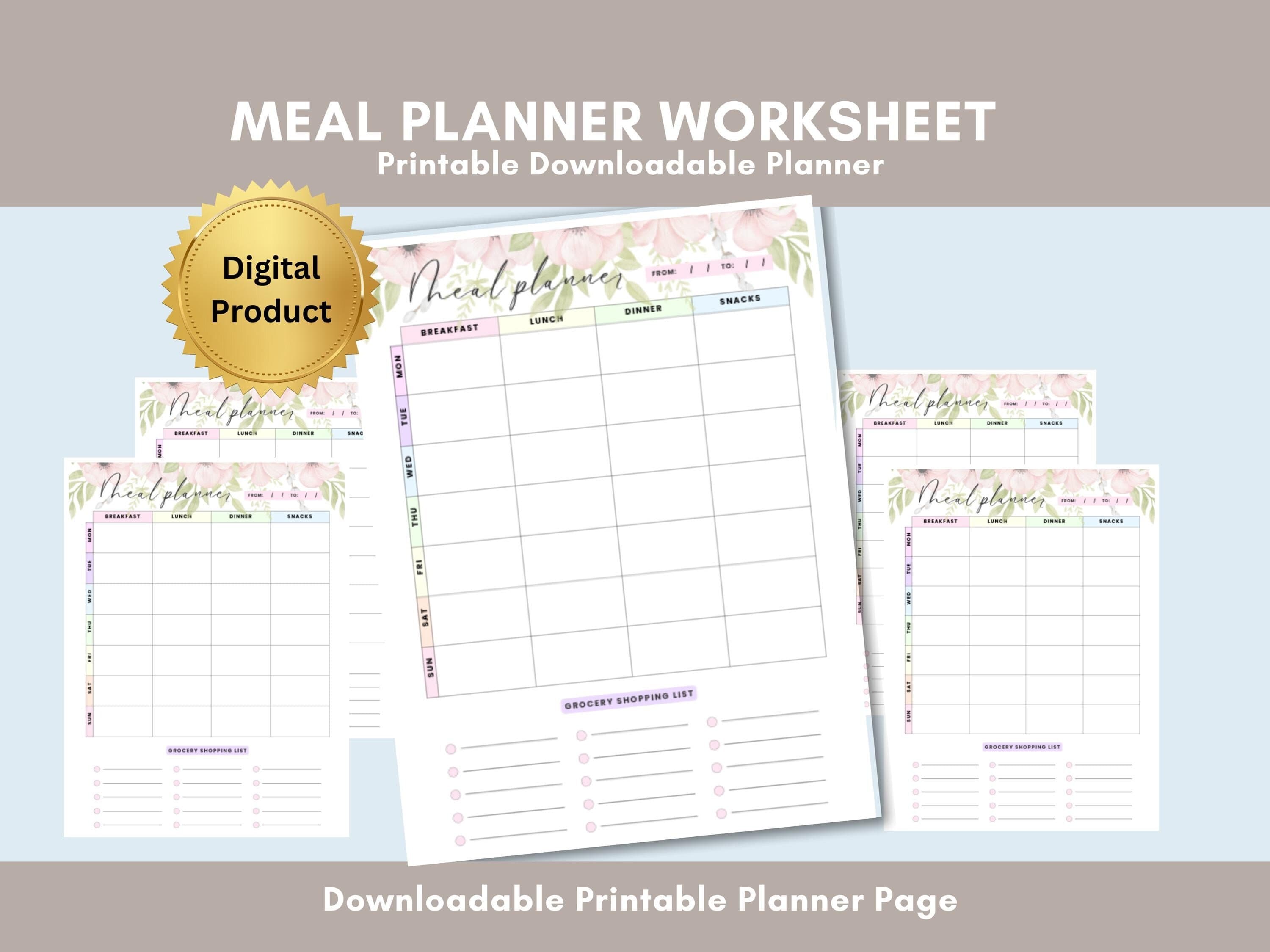 Weekly Meal Planner Template: Printable Meal Prep (PDF Download)