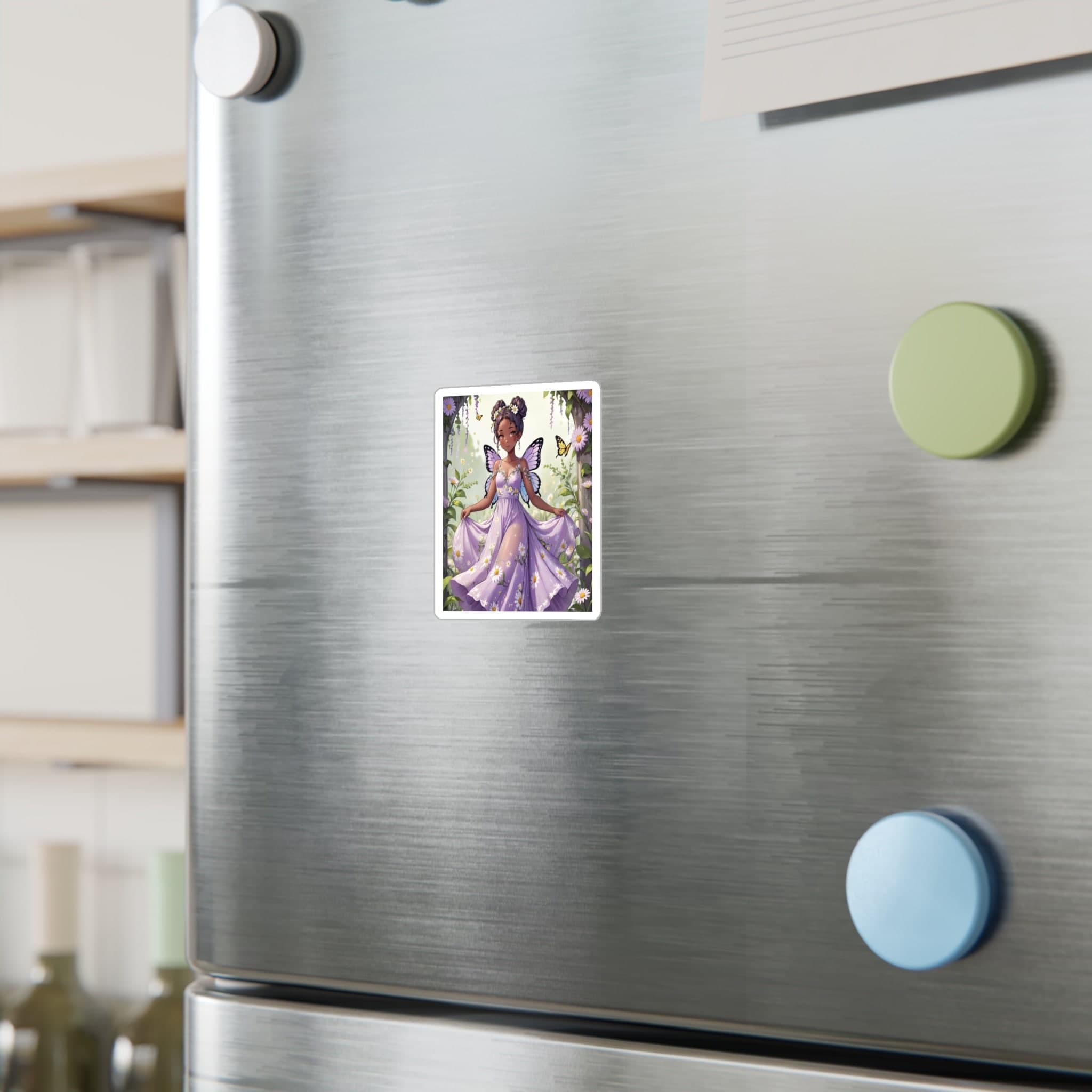 Purple Fairy Princess Vinyl Sticker: Floral Garden Laptop Decal - image 3