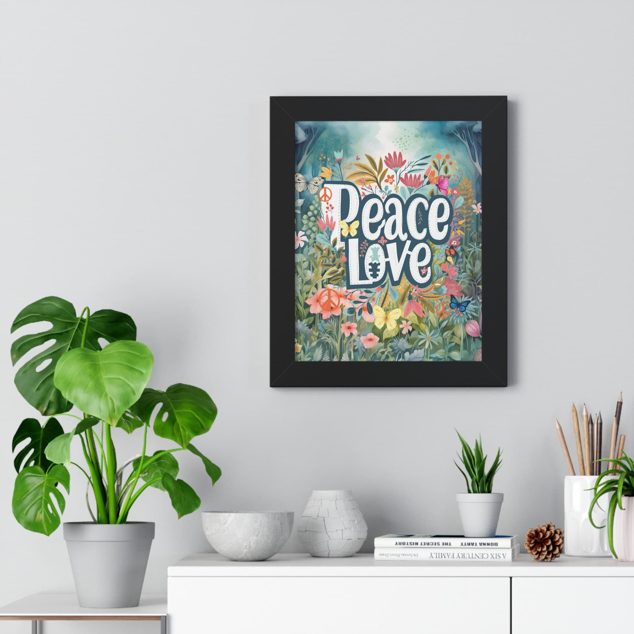 Peace Love Floral Framed Poster: Hippie Inspired Wall Art - image 3