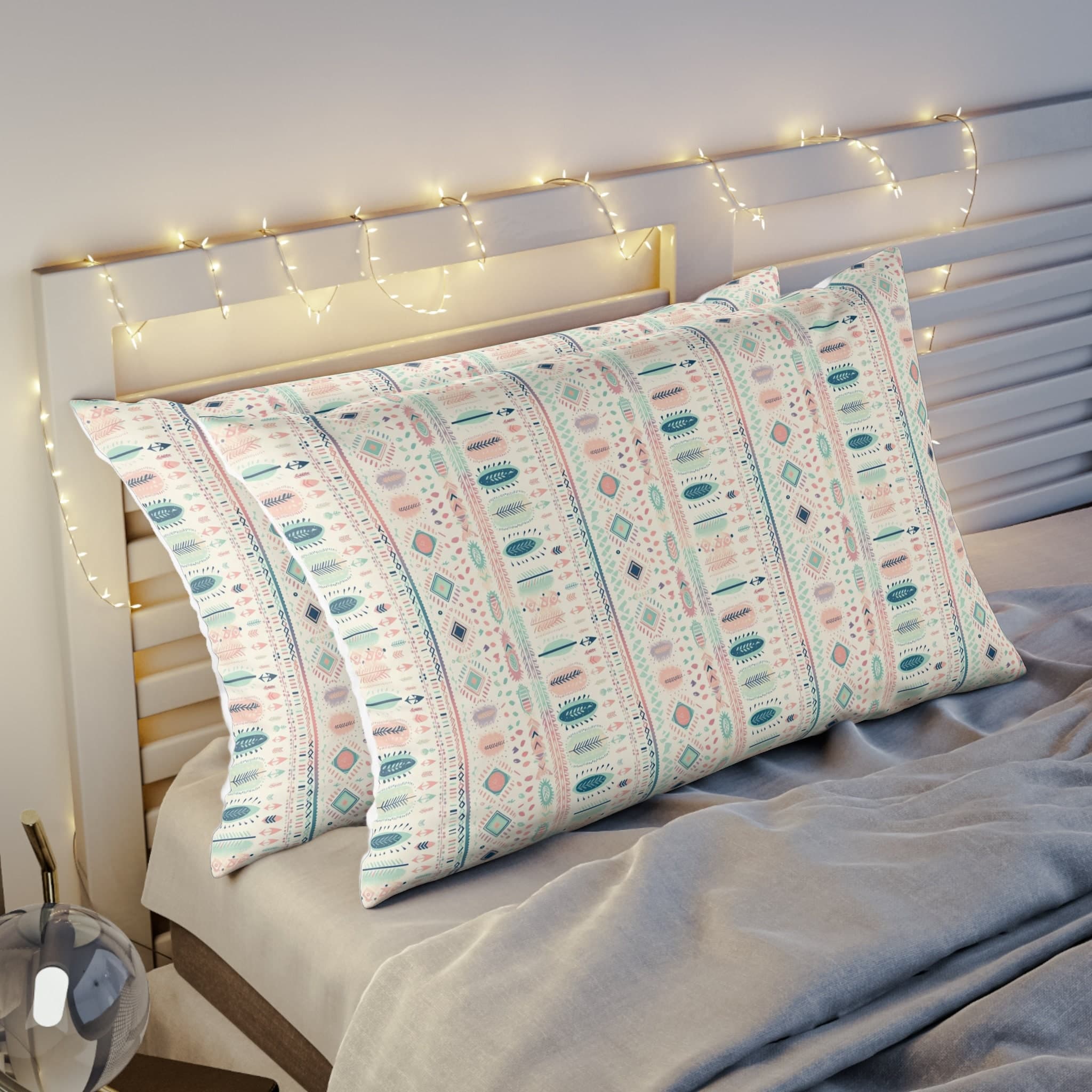 Boho Feather Design Pillow Sham Pink Teal Pillow Case Floral Rectangular Pillow Case for Bedroom Pillow Cover for Rectangular Pillow
